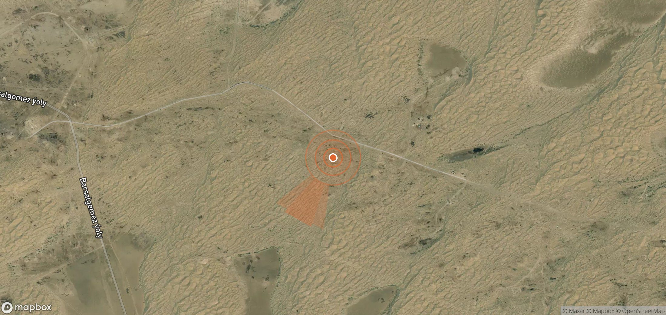 Satellite map of methane plume locations in Turkmenistan