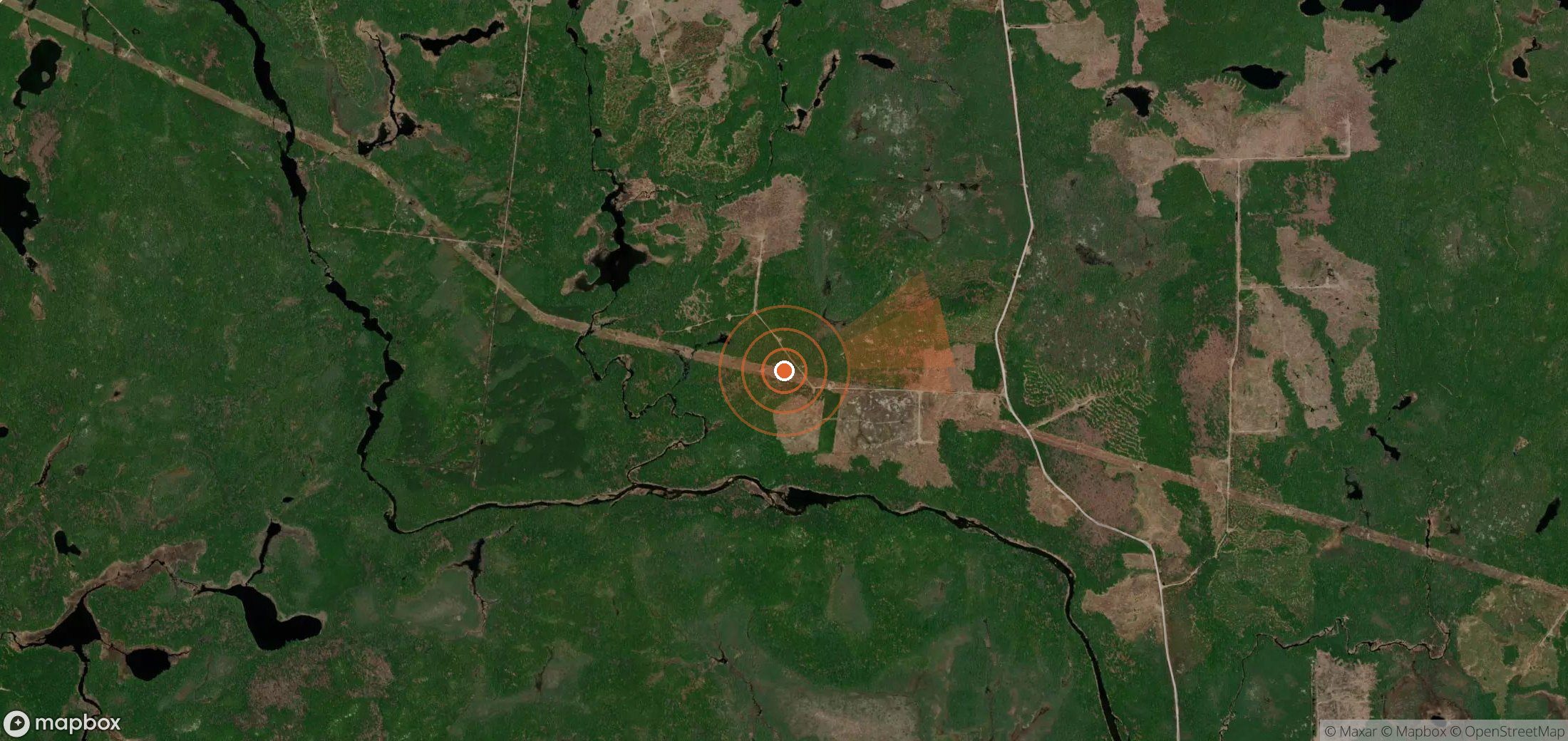Satellite map of methane plume locations in Canada