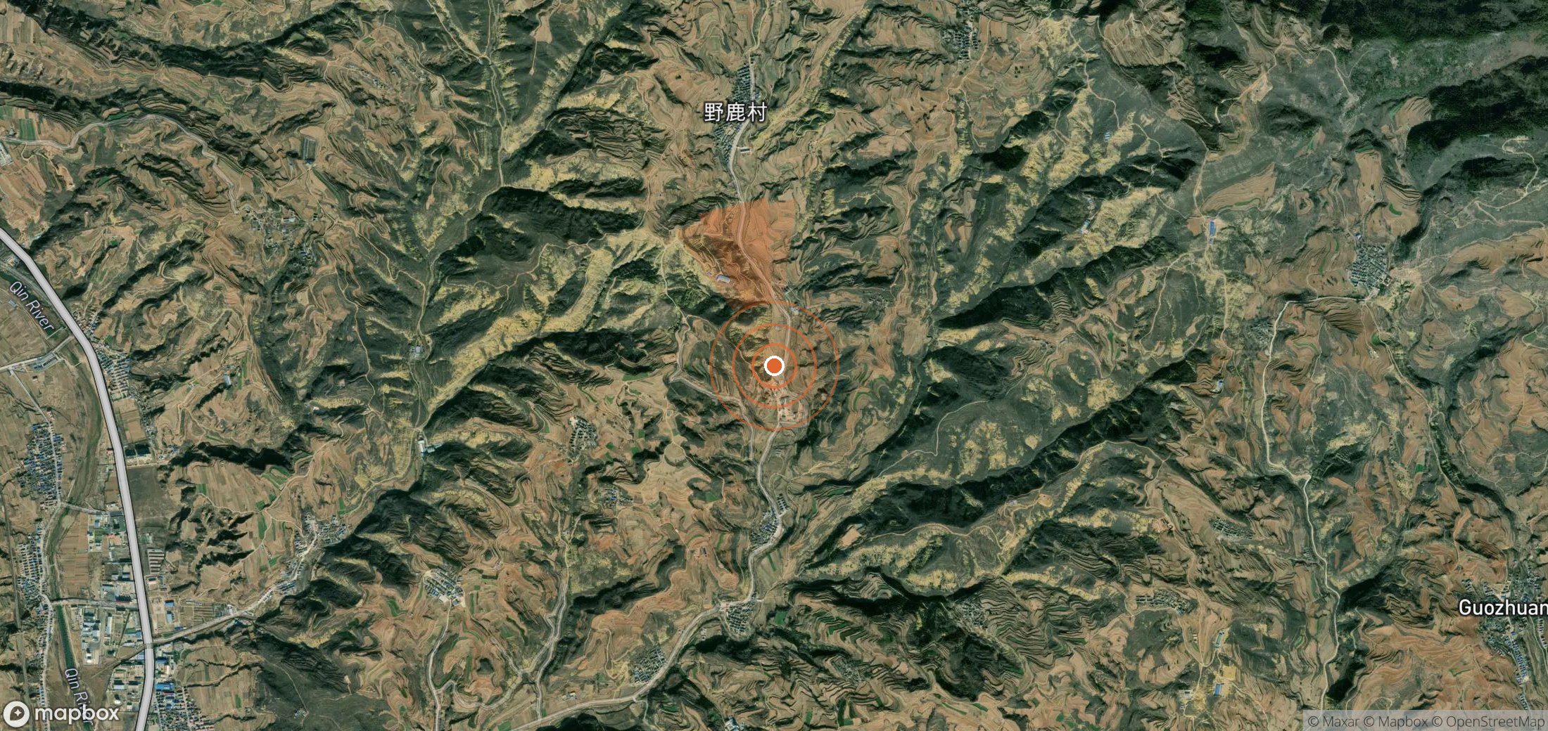 Satellite map of methane plume locations in China