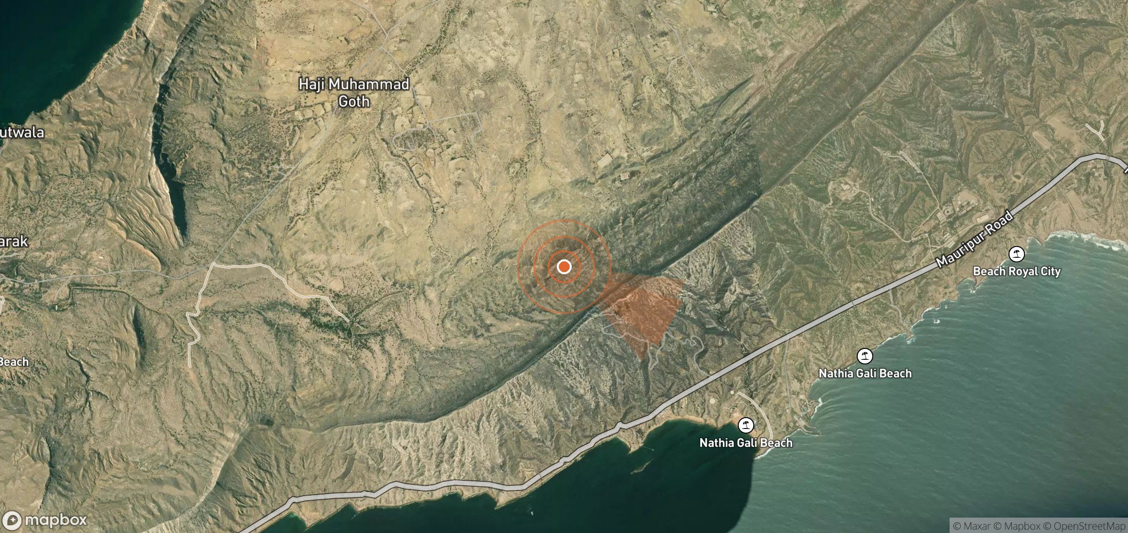 Satellite map of methane plume locations in Pakistan