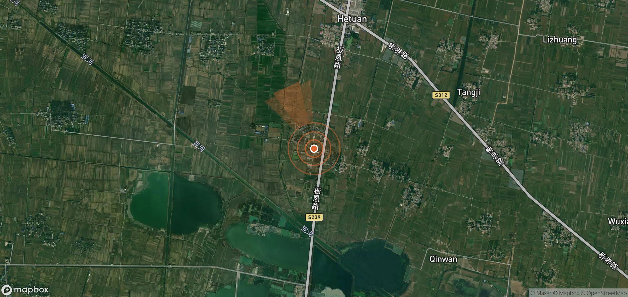 Mapa satelital de plumas de metano en China