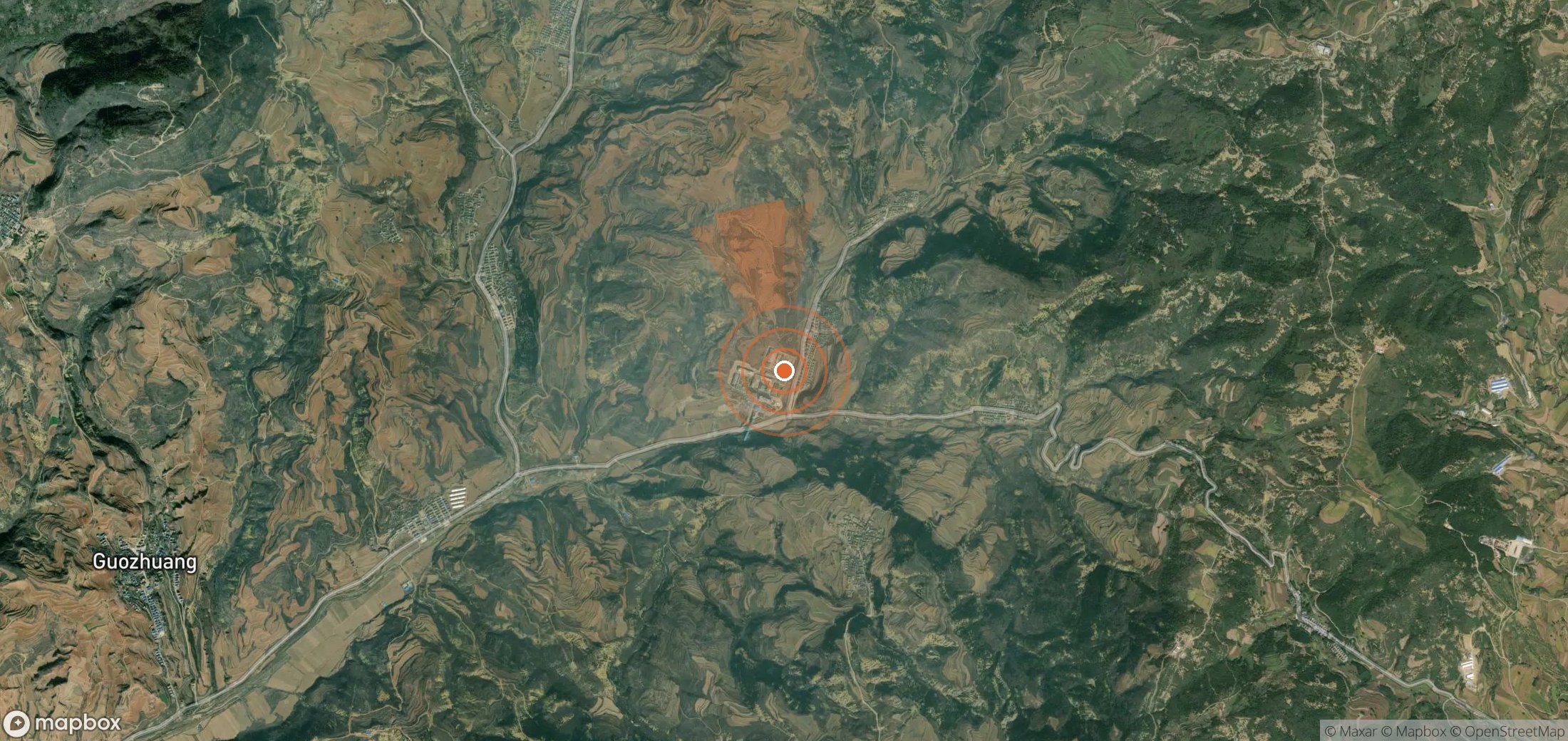 Satellite map of methane plume locations in China