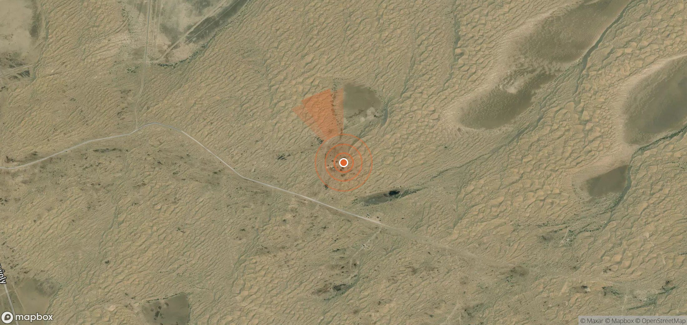 Satellite map of methane plume locations in Turkmenistan