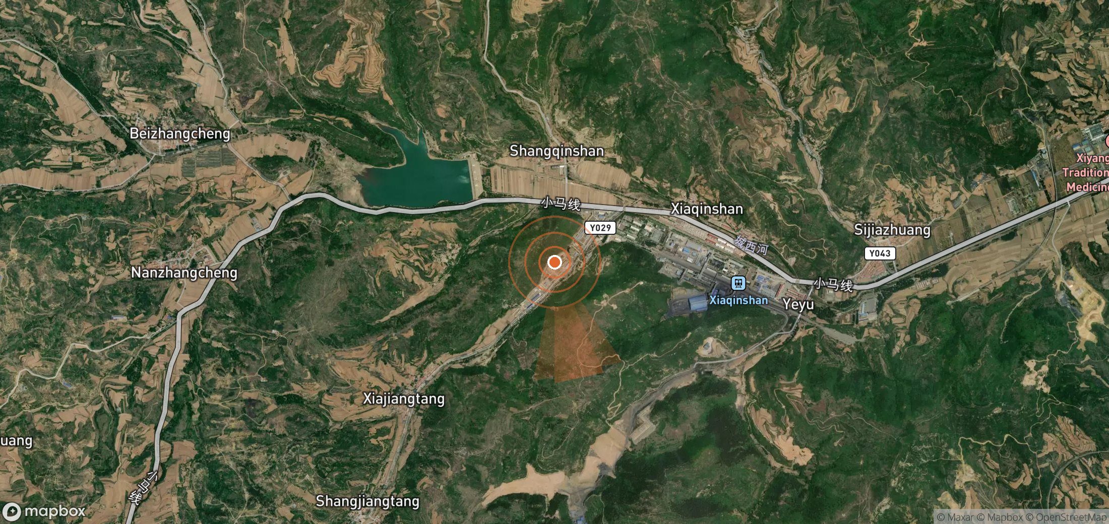 Satellite map of methane plume locations in China