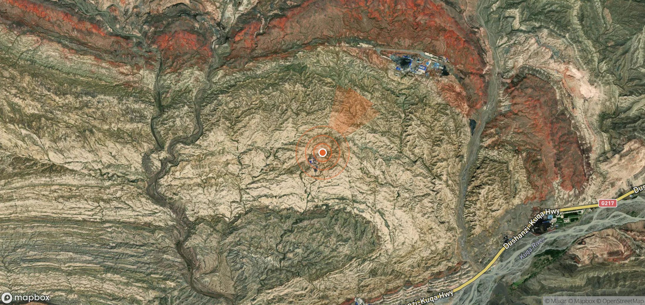 Satellite map of methane plume locations in China