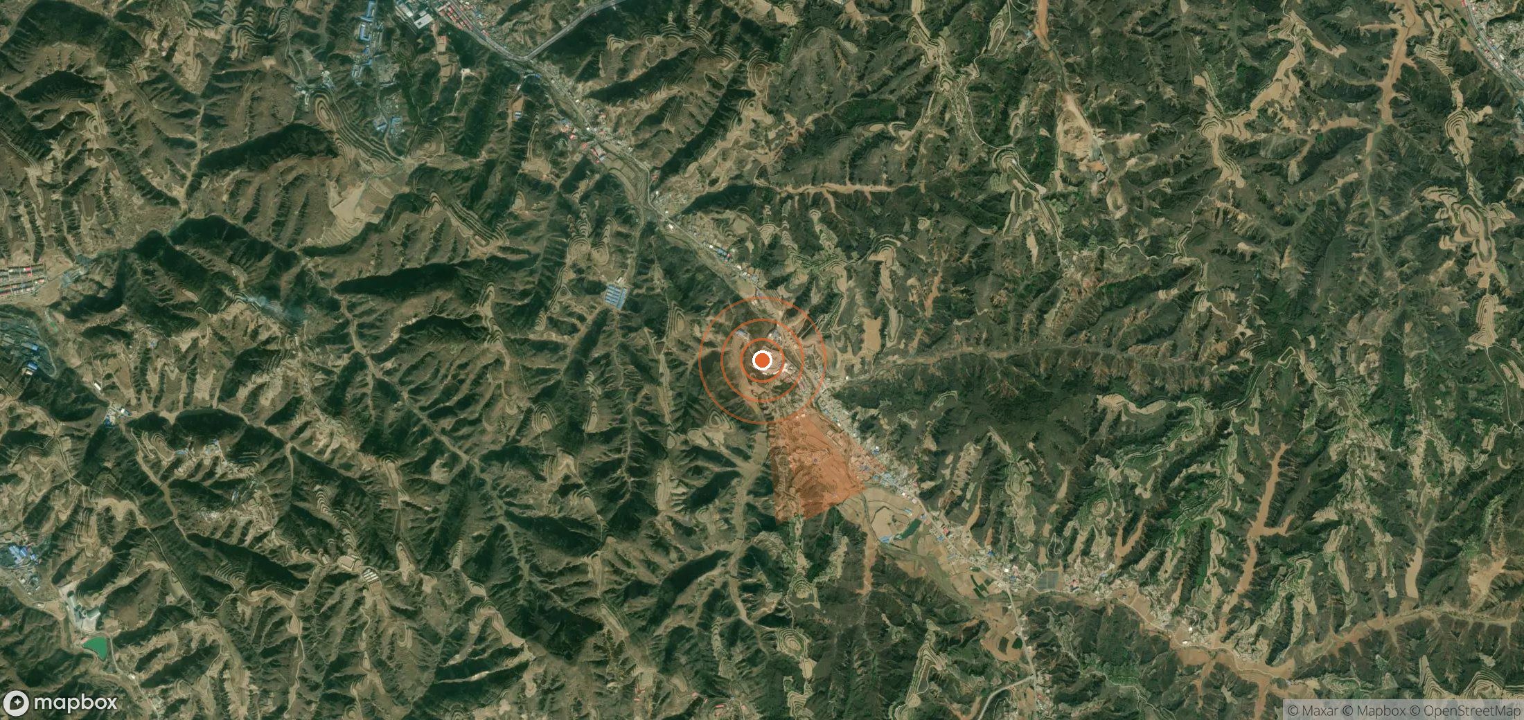 Satellite map of methane plume locations in China
