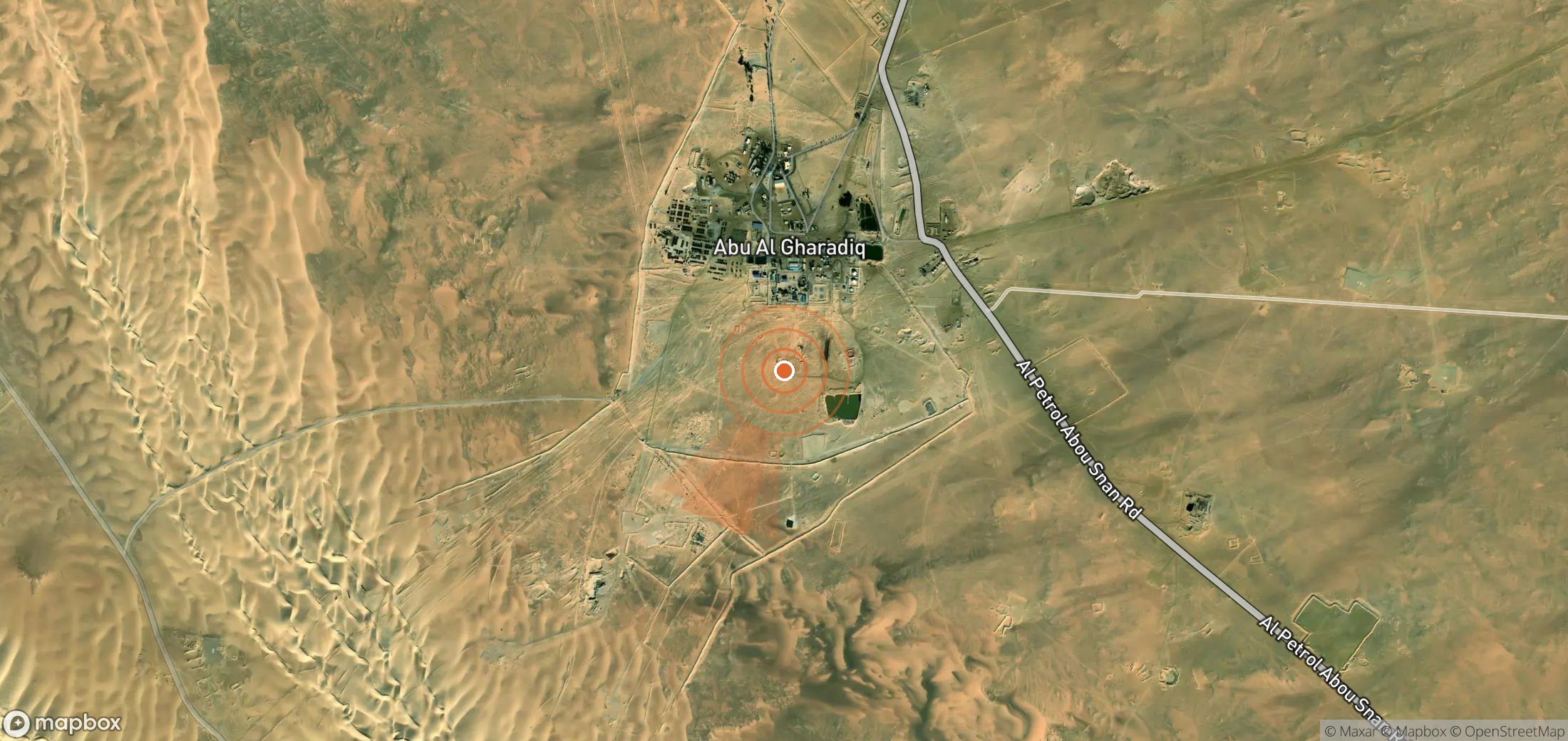 Satellite map of methane plume locations in Egypt