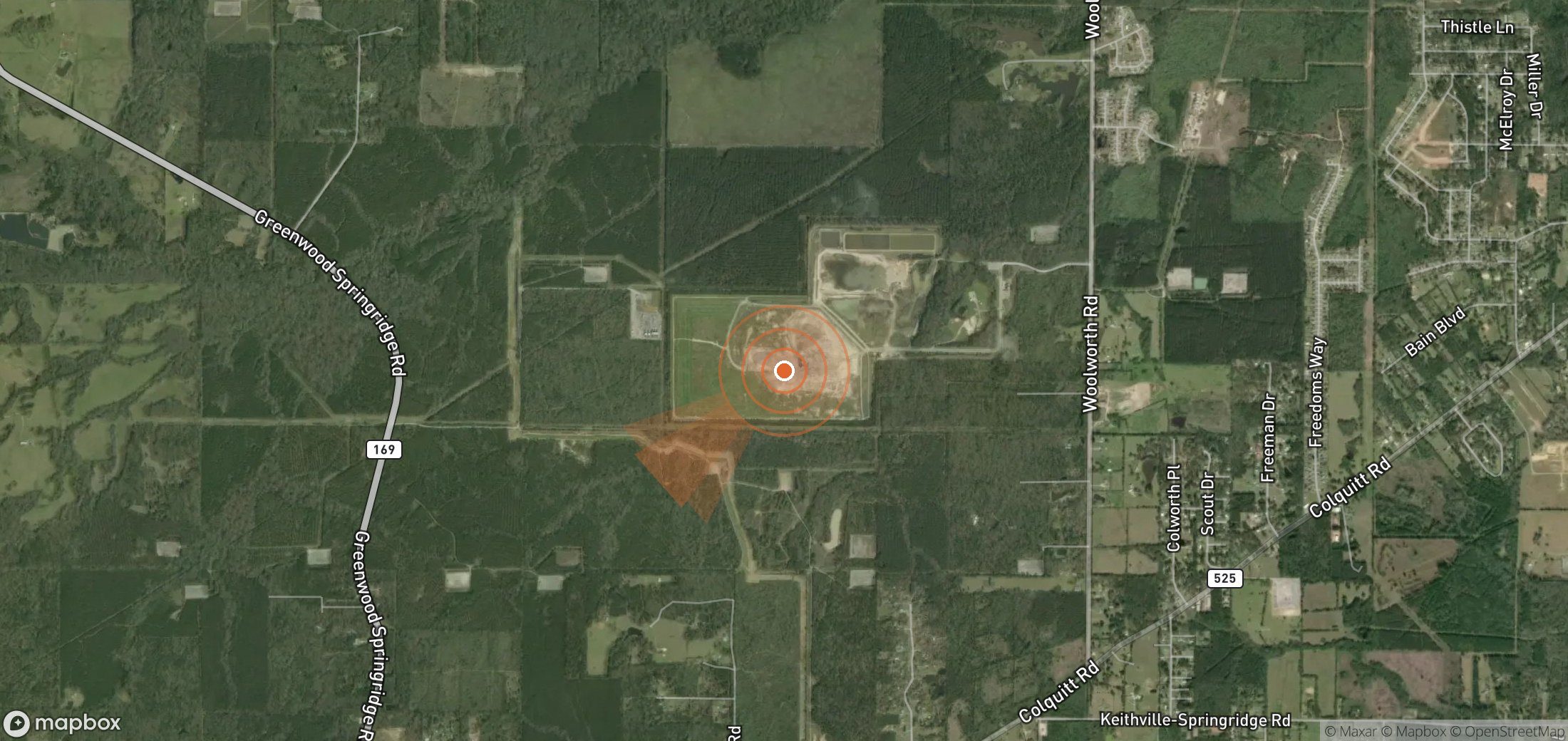 Satellite map of methane plume locations in United States