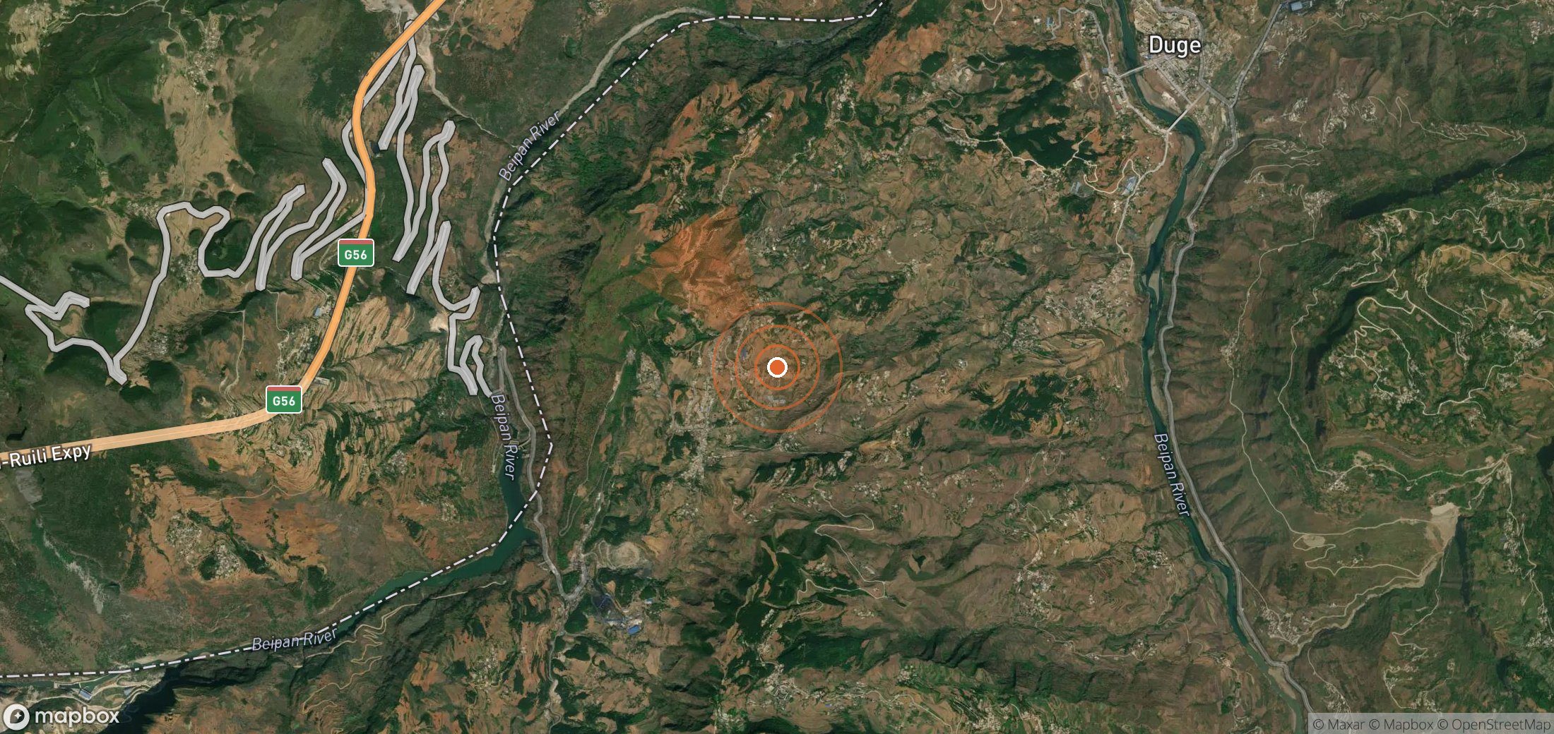 Mapa satelital de plumas de metano en China