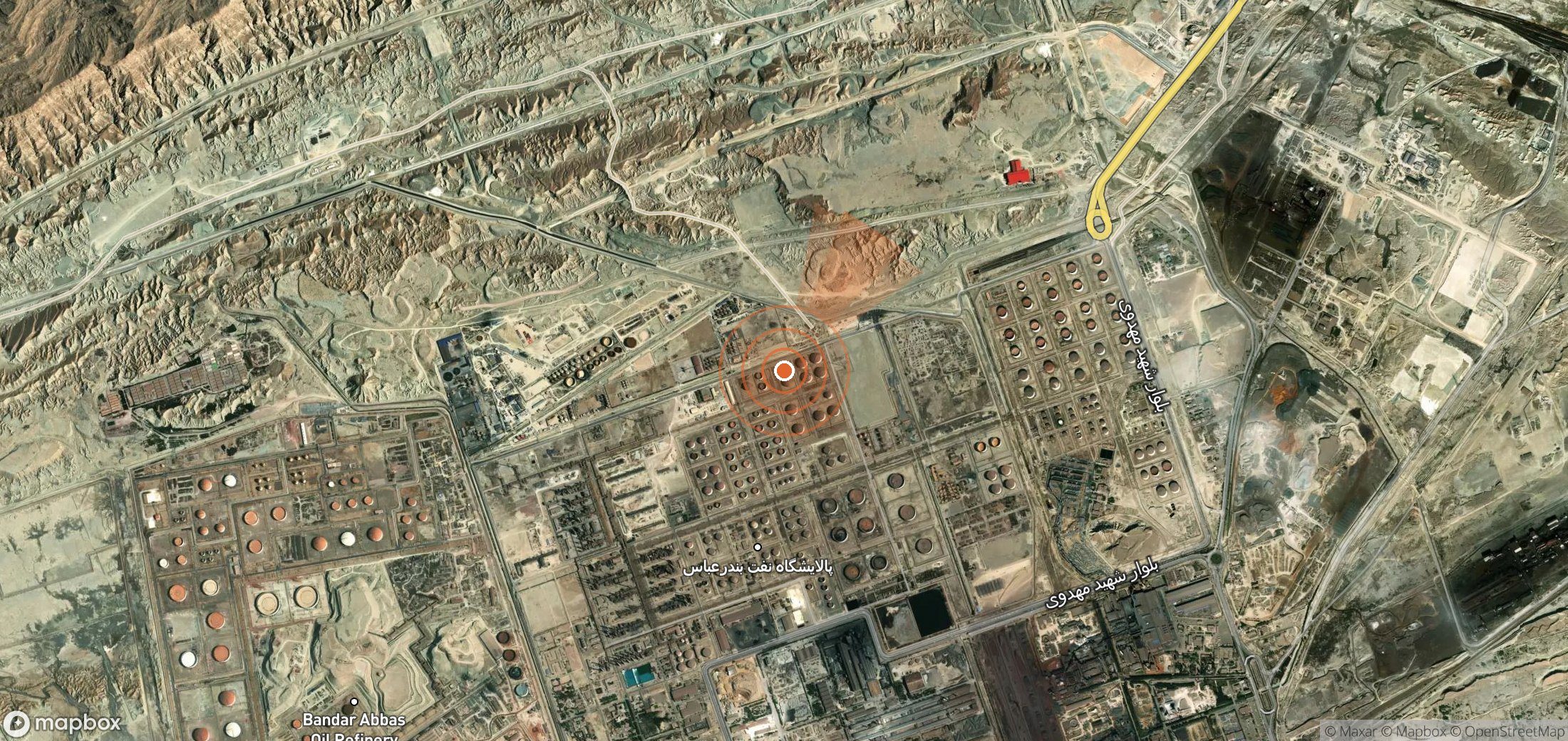 Satellite map of methane plume locations in Iran
