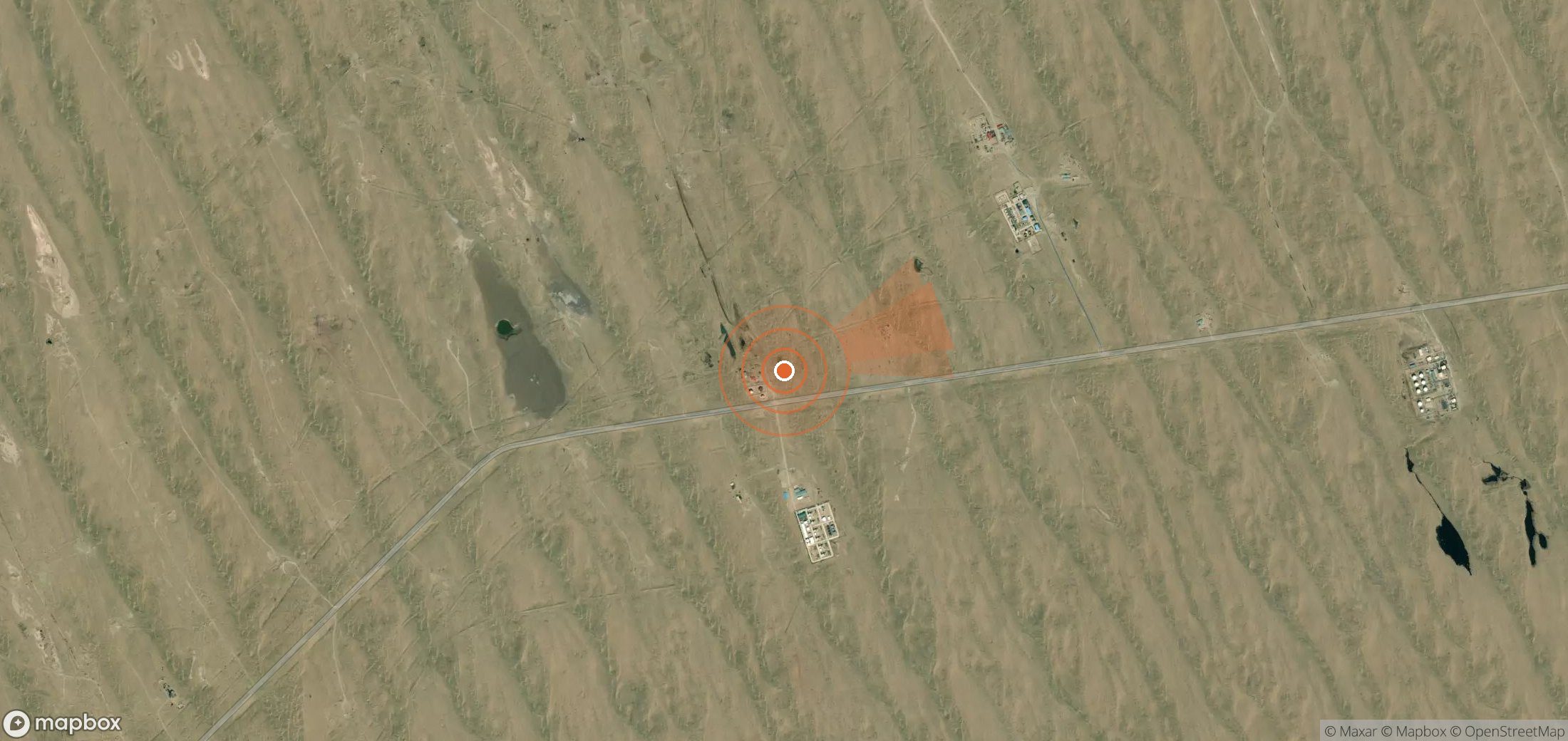 Mapa satelital de plumas de metano en Turkmenistán