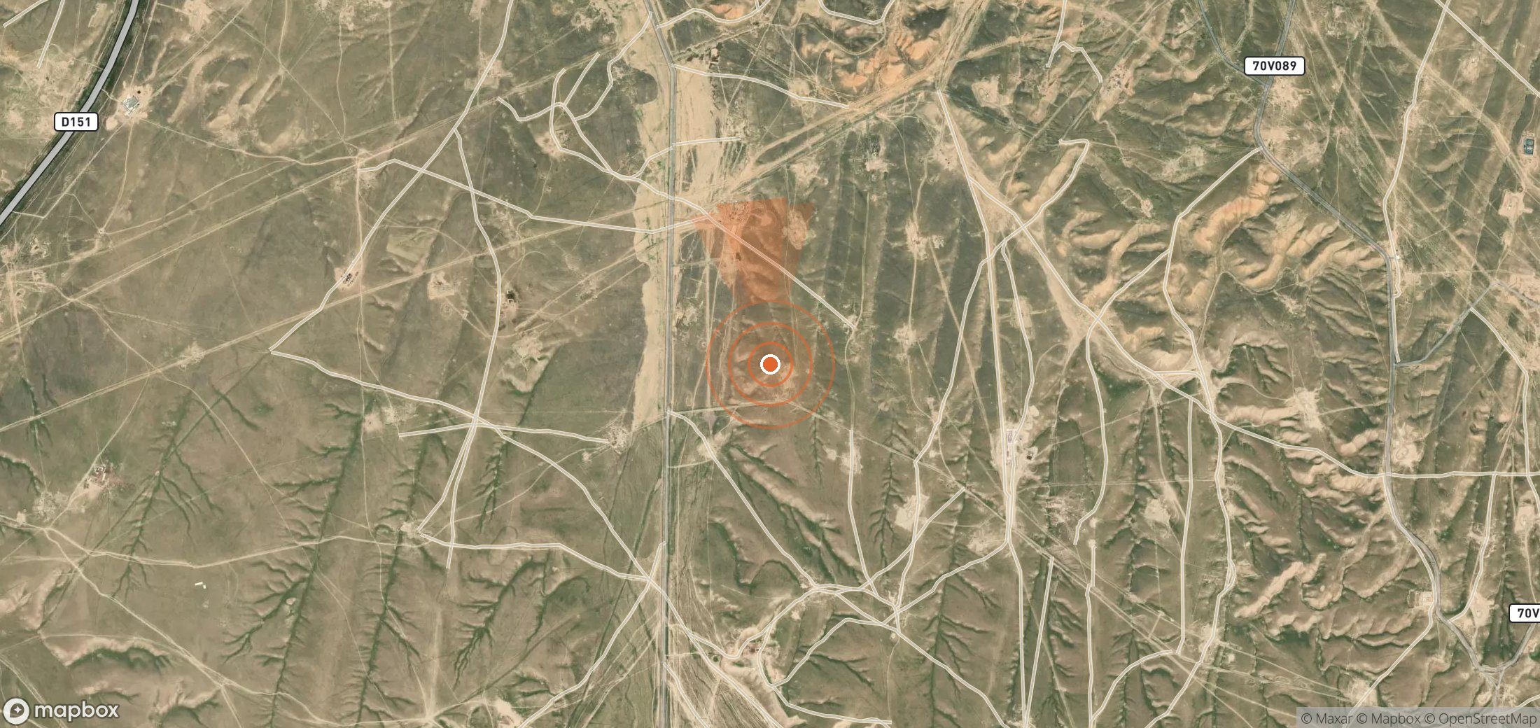 Mapa satelital de plumas de metano en Uzbekistán