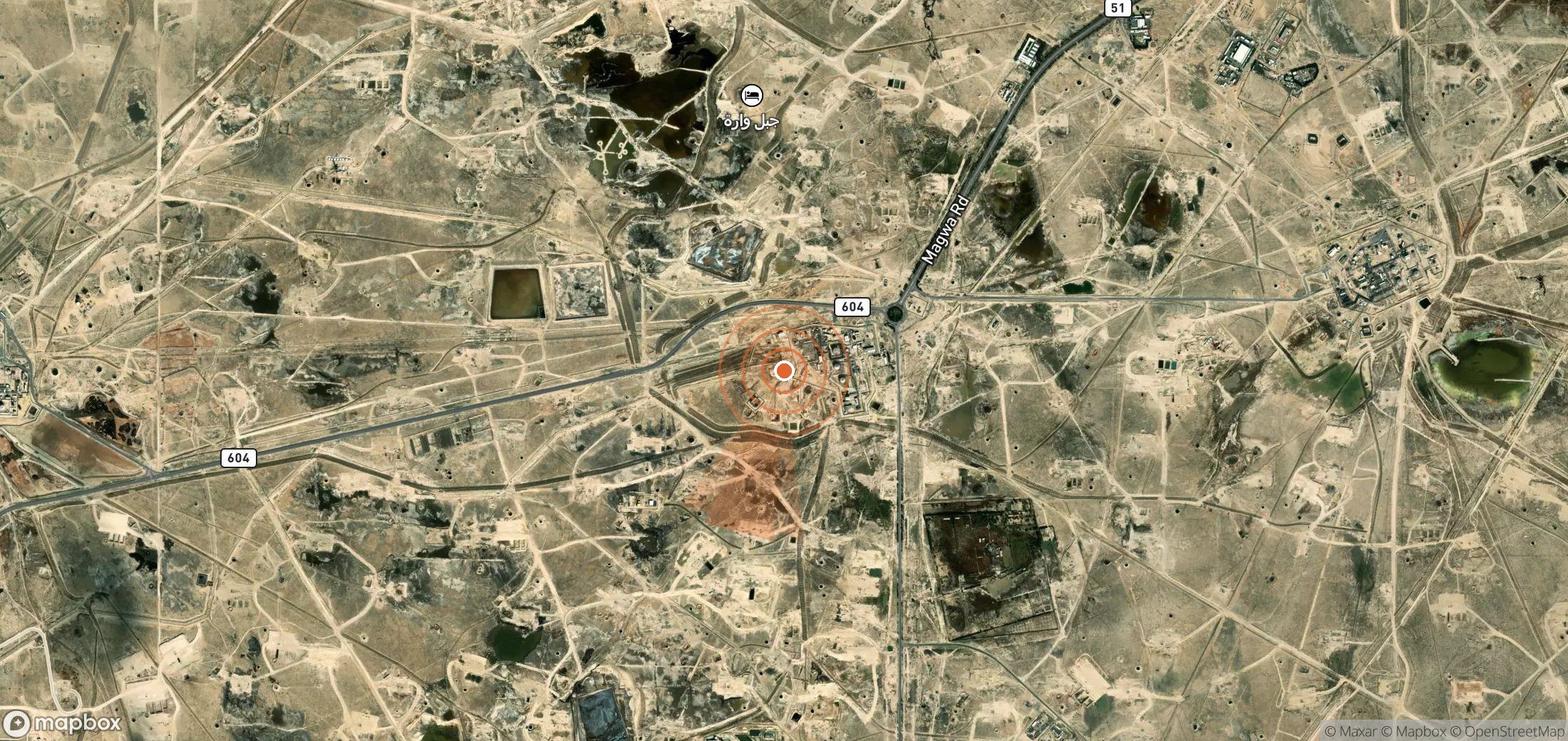 Mapa satelital de plumas de metano en Kuwait