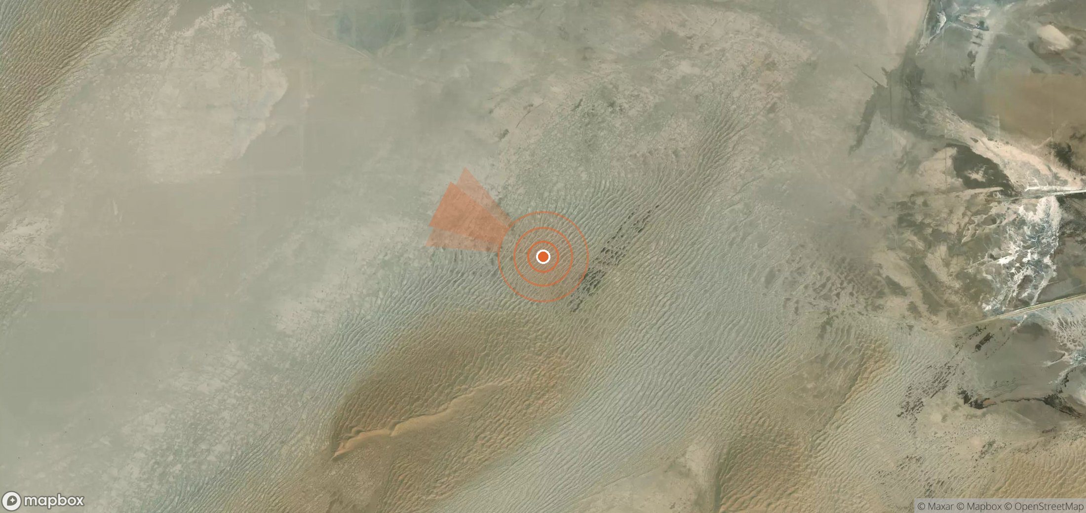 Satellite map of methane plume locations in Turkmenistan