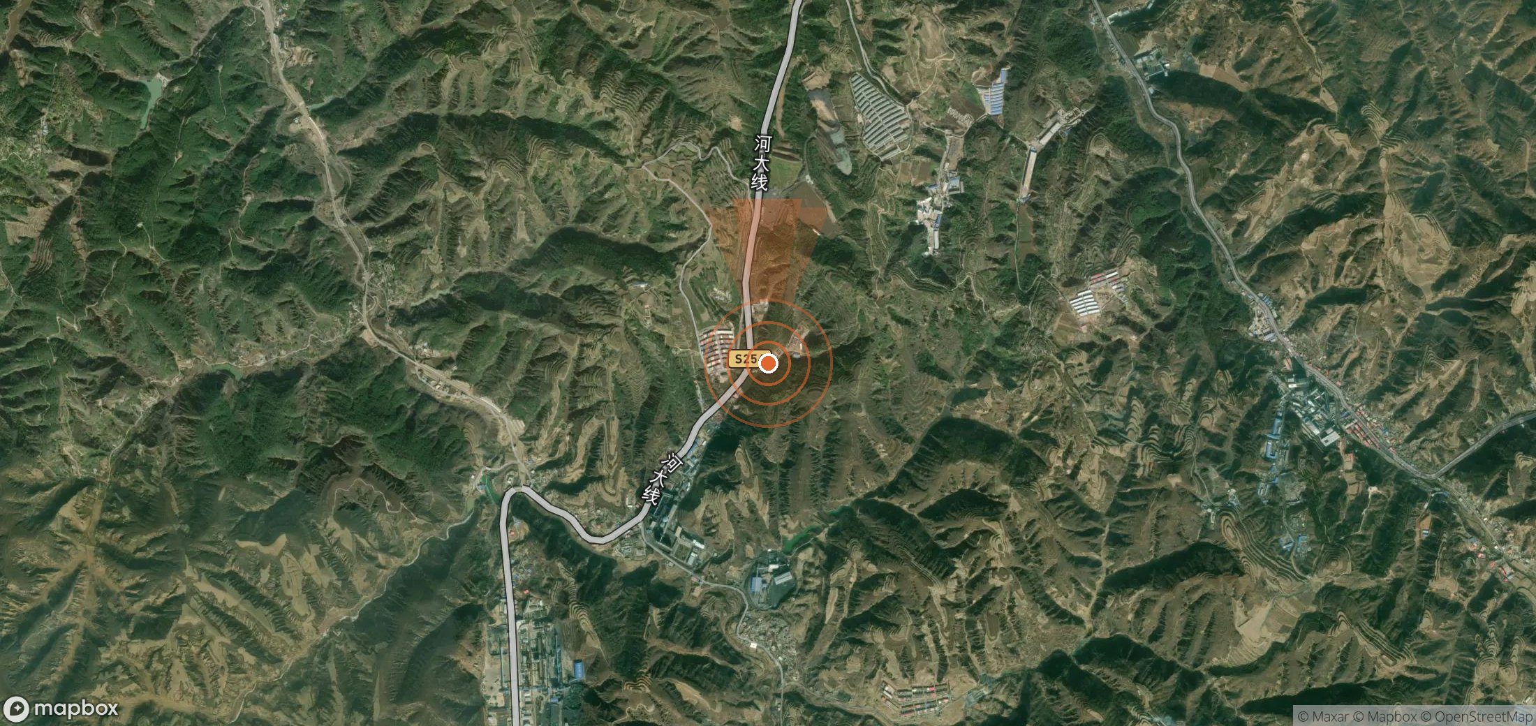 Mapa satelital de plumas de metano en China