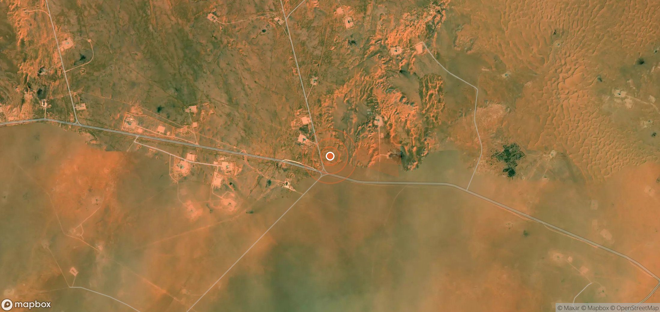 Satellite map of methane plume locations in Algeria