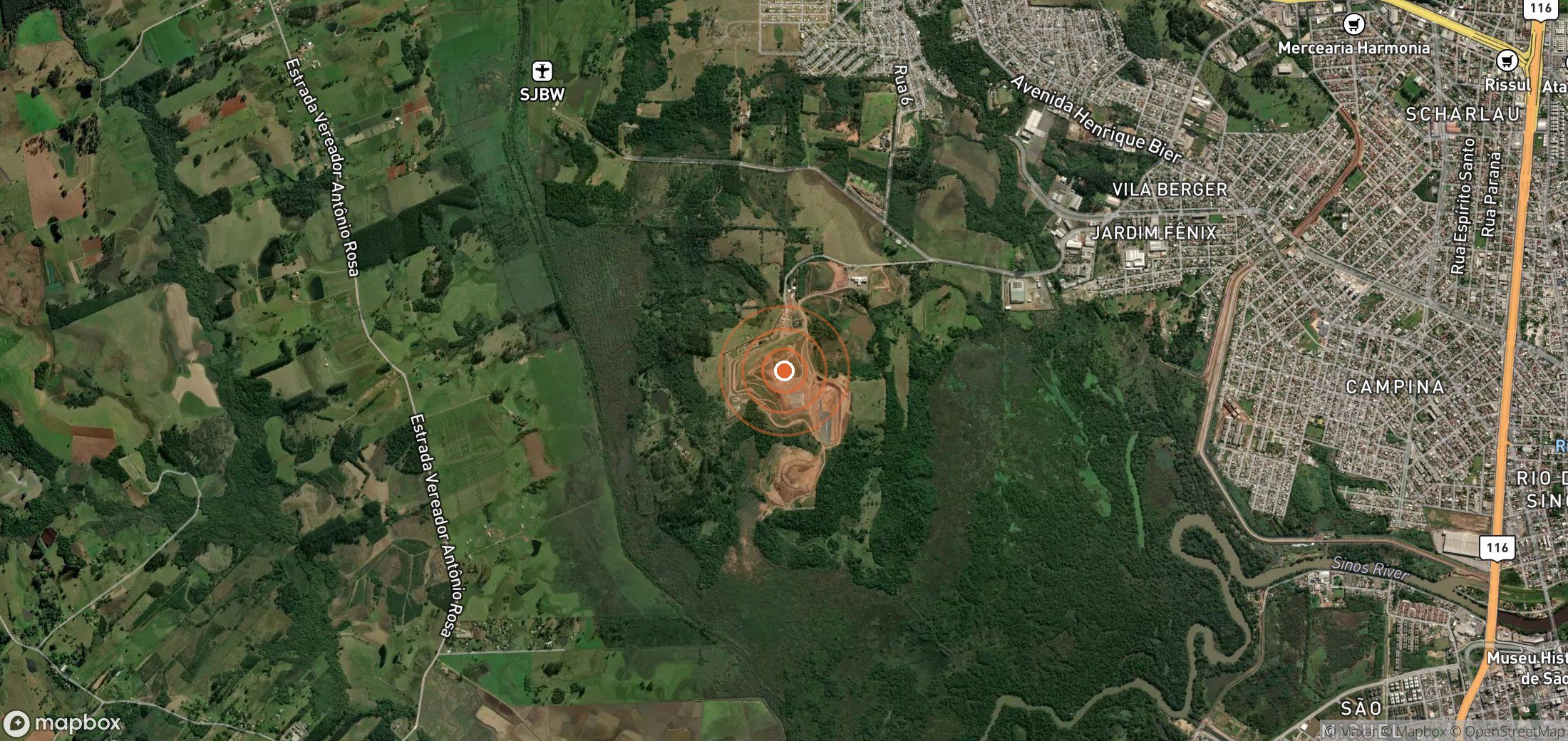 Satellite map of methane plume locations in Brazil