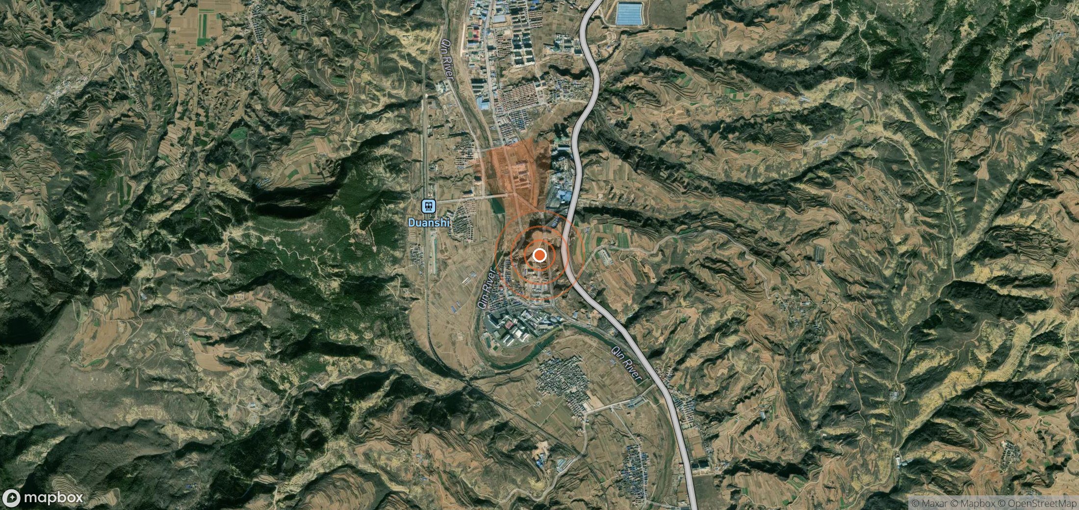 Satellite map of methane plume locations in China
