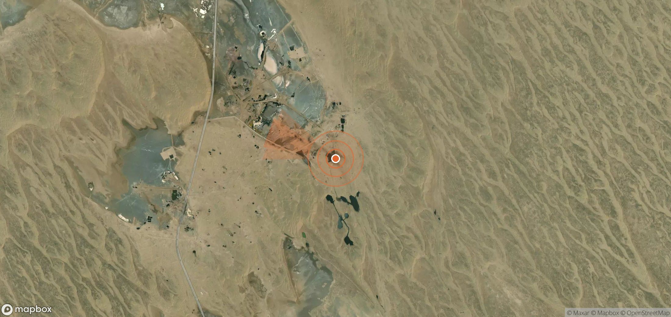 Satellite map of methane plume locations in Turkmenistan