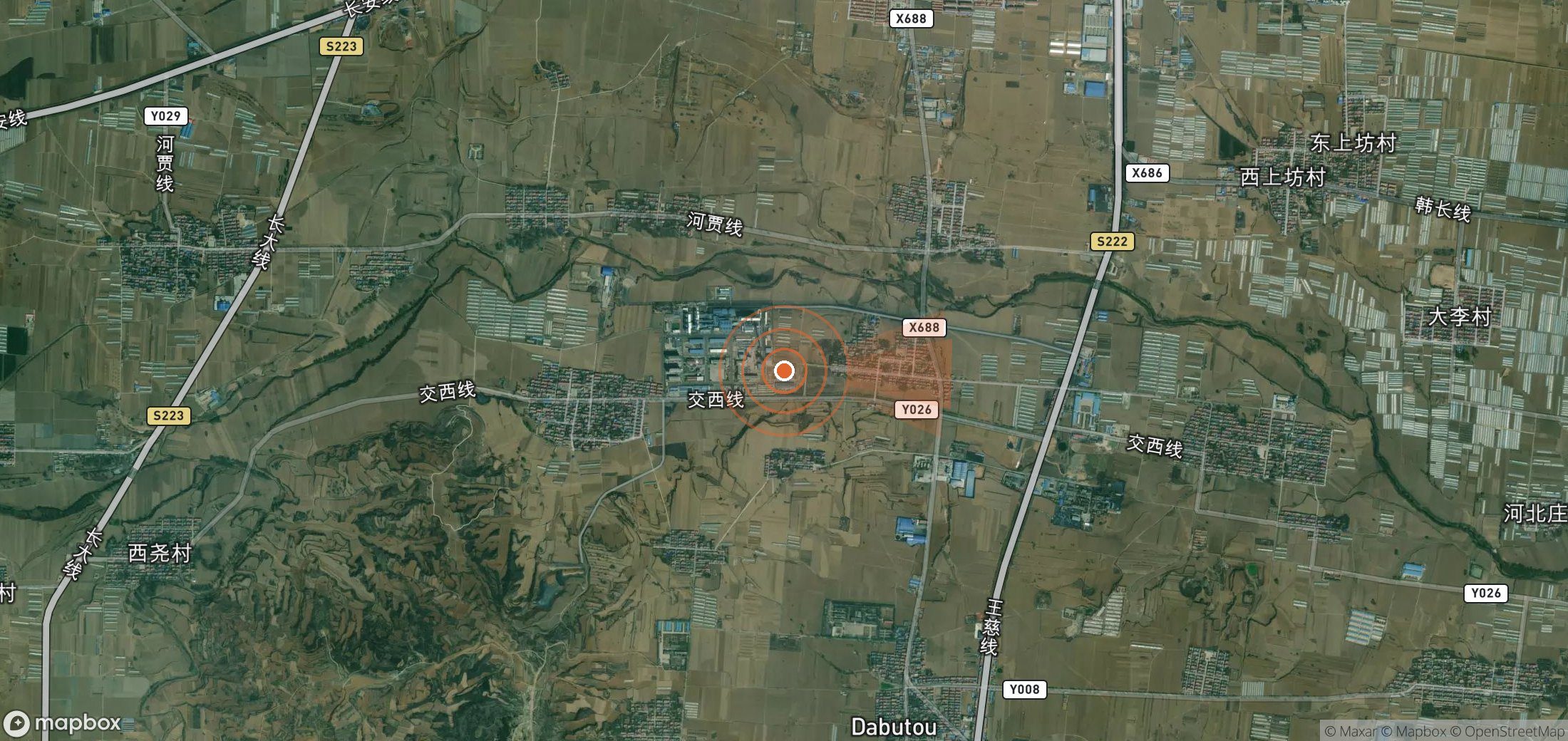 Satellite map of methane plume locations in China