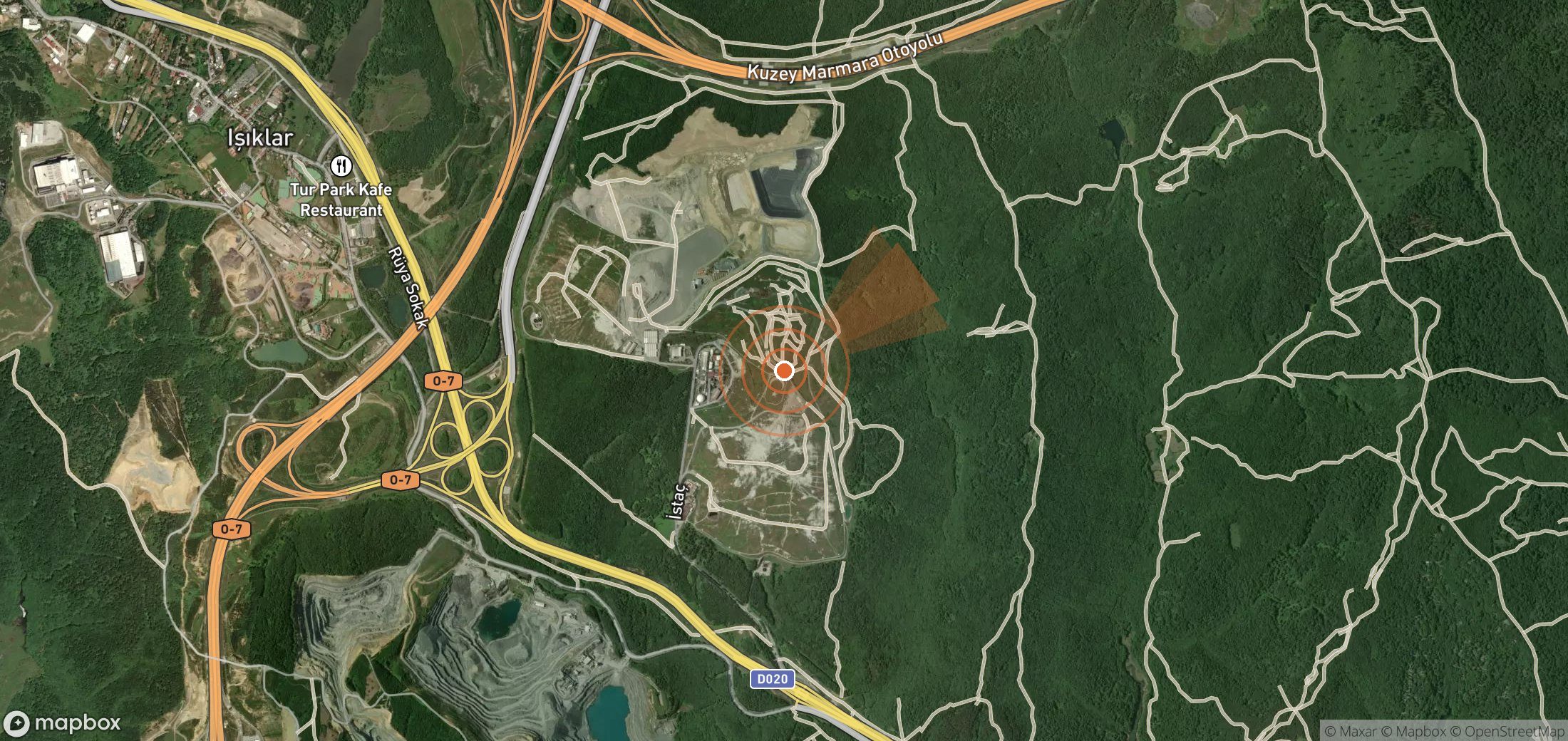 Mapa satelital de plumas de metano en Turquía