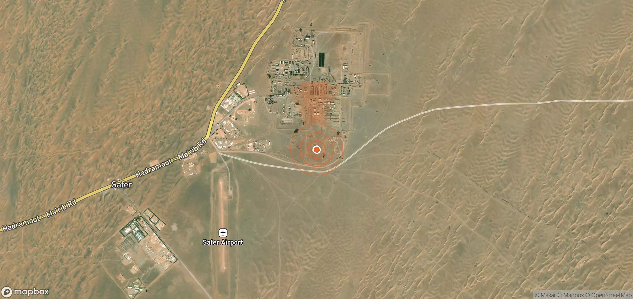 Satellite map of methane plume locations in Yemen