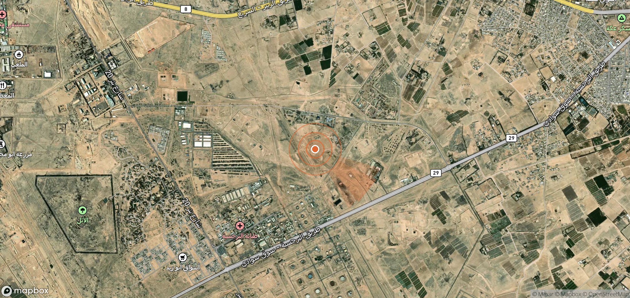 Satellite map of methane plume locations in Iraq