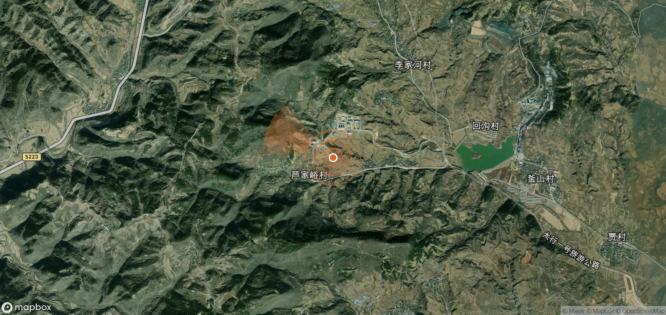 Satellite map of methane plume locations in China