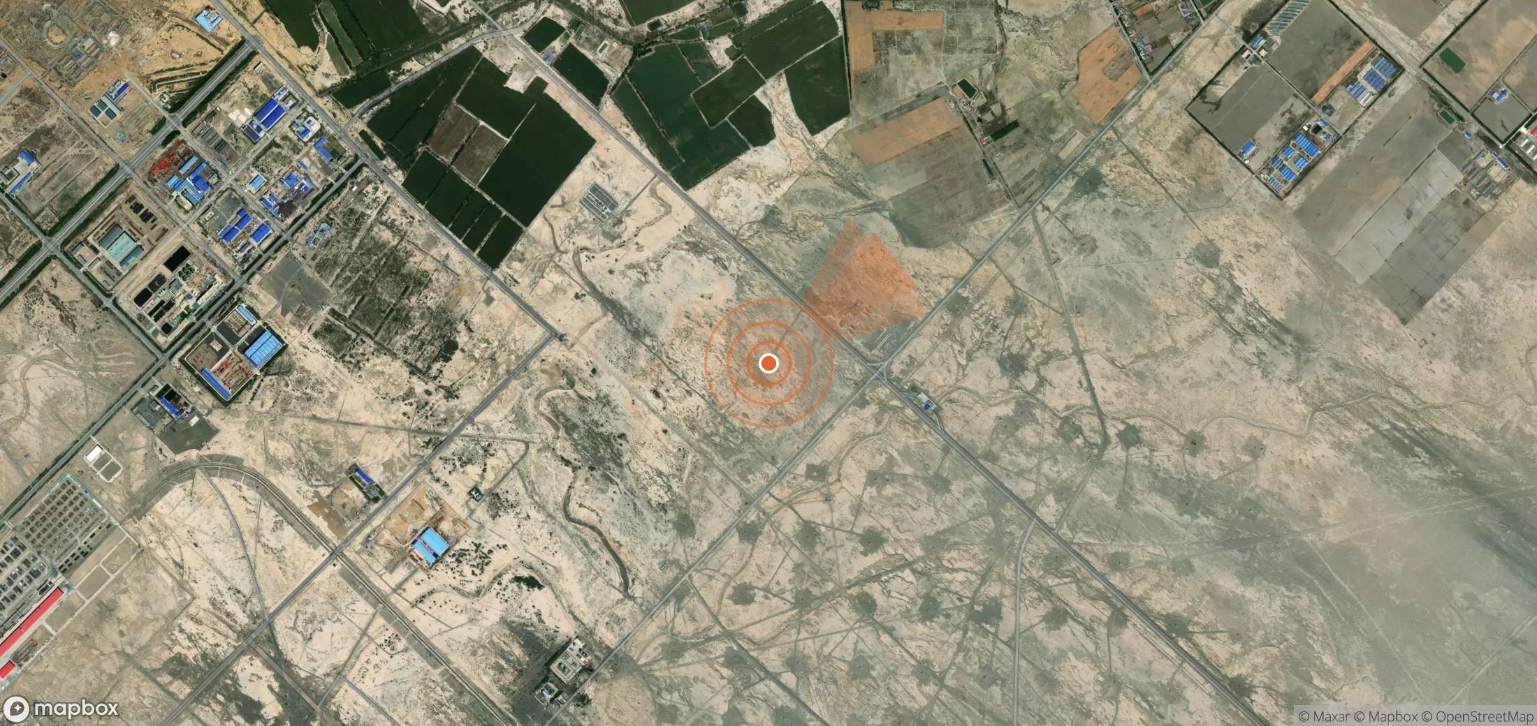 Satellite map of methane plume locations in China