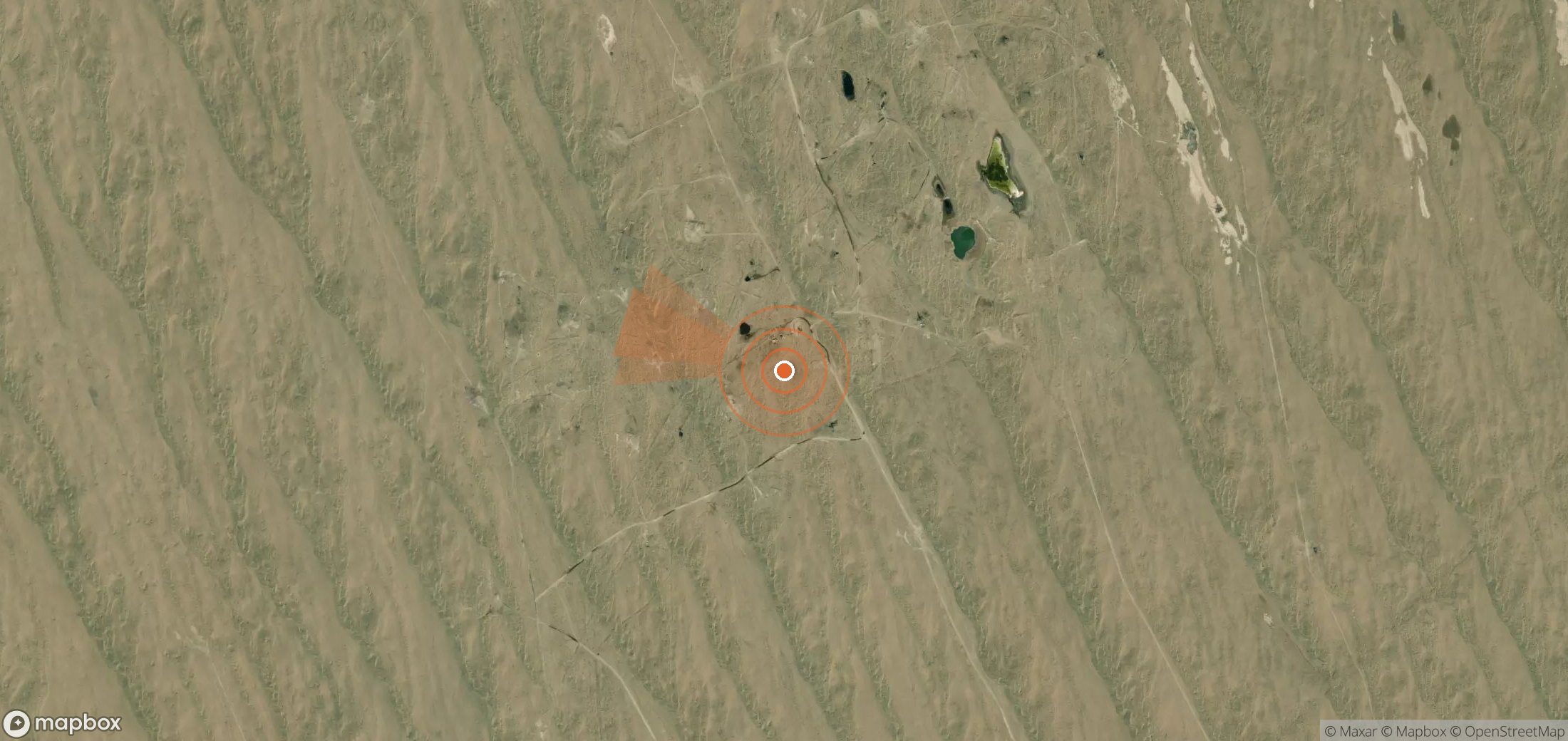 Mapa satelital de plumas de metano en Turkmenistán