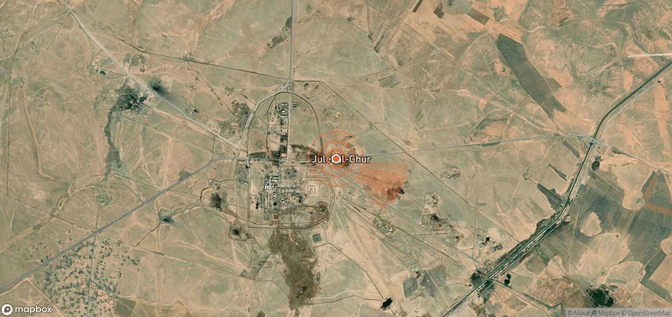 Mapa satelital de plumas de metano en Siria