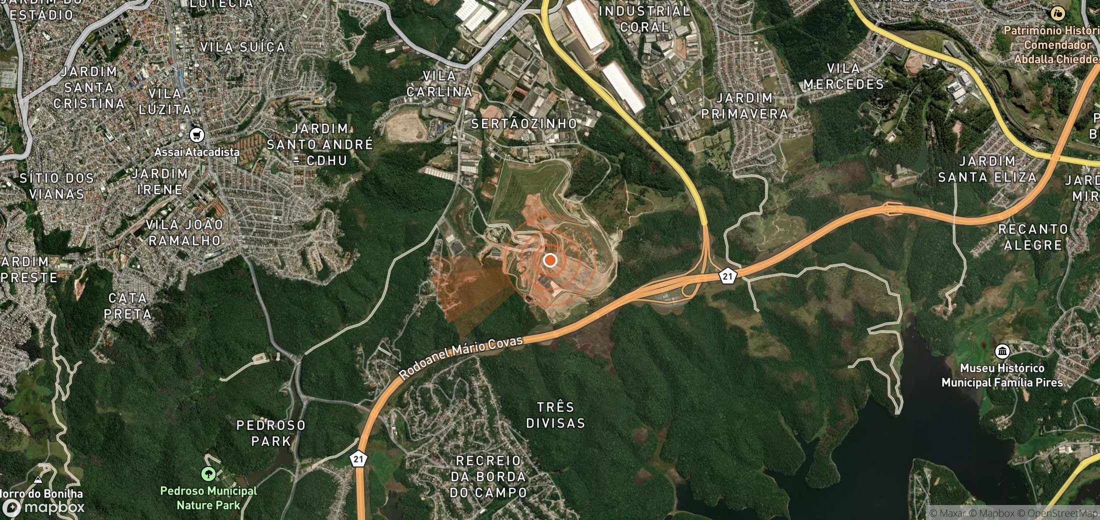 Satellite map of methane plume locations in Brazil