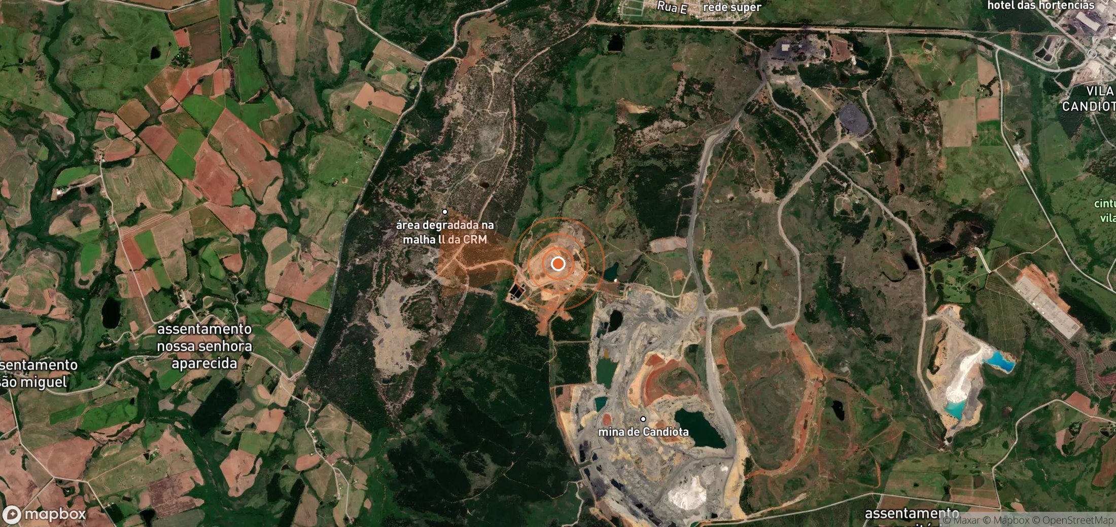 Satellite map of methane plume locations in Brazil