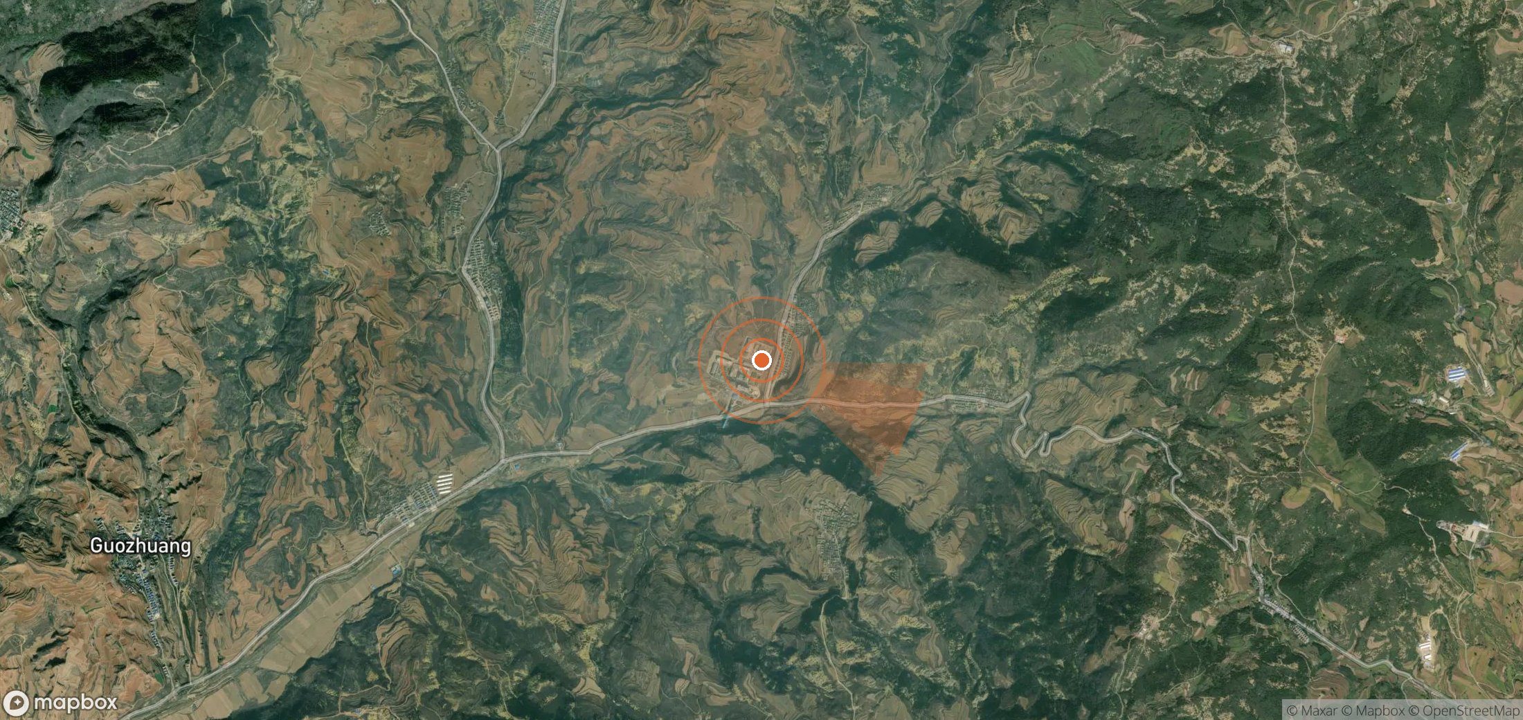 Satellite map of methane plume locations in China