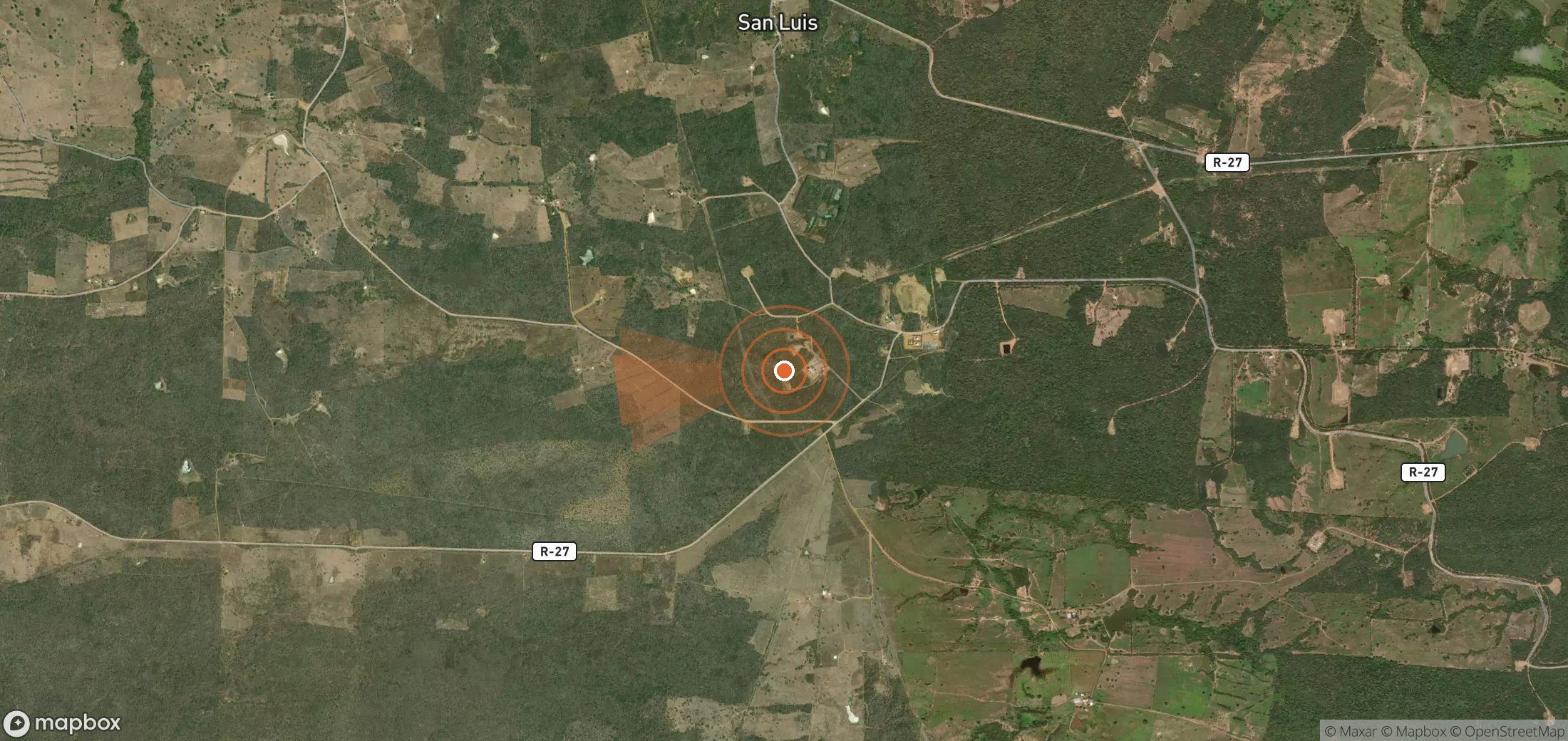 Satellite map of methane plume locations in Venezuela