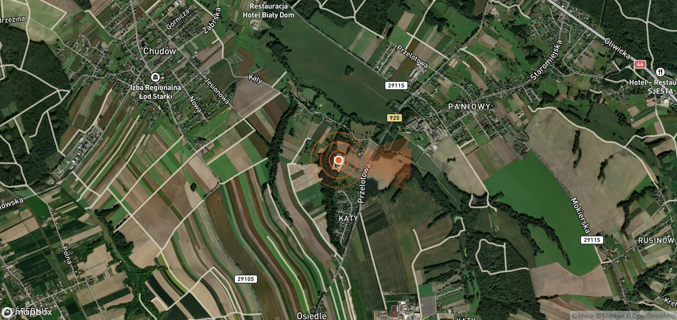 Satellite map of methane plume locations in Poland