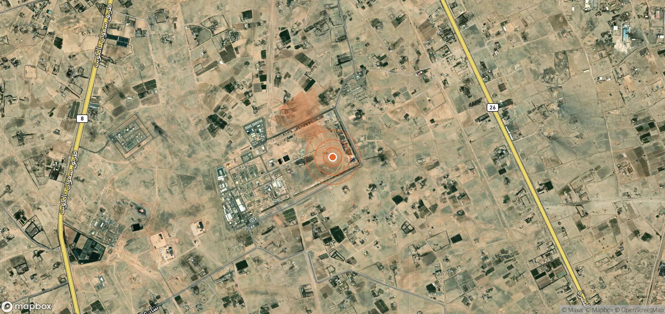 Mapa satelital de plumas de metano en Irak