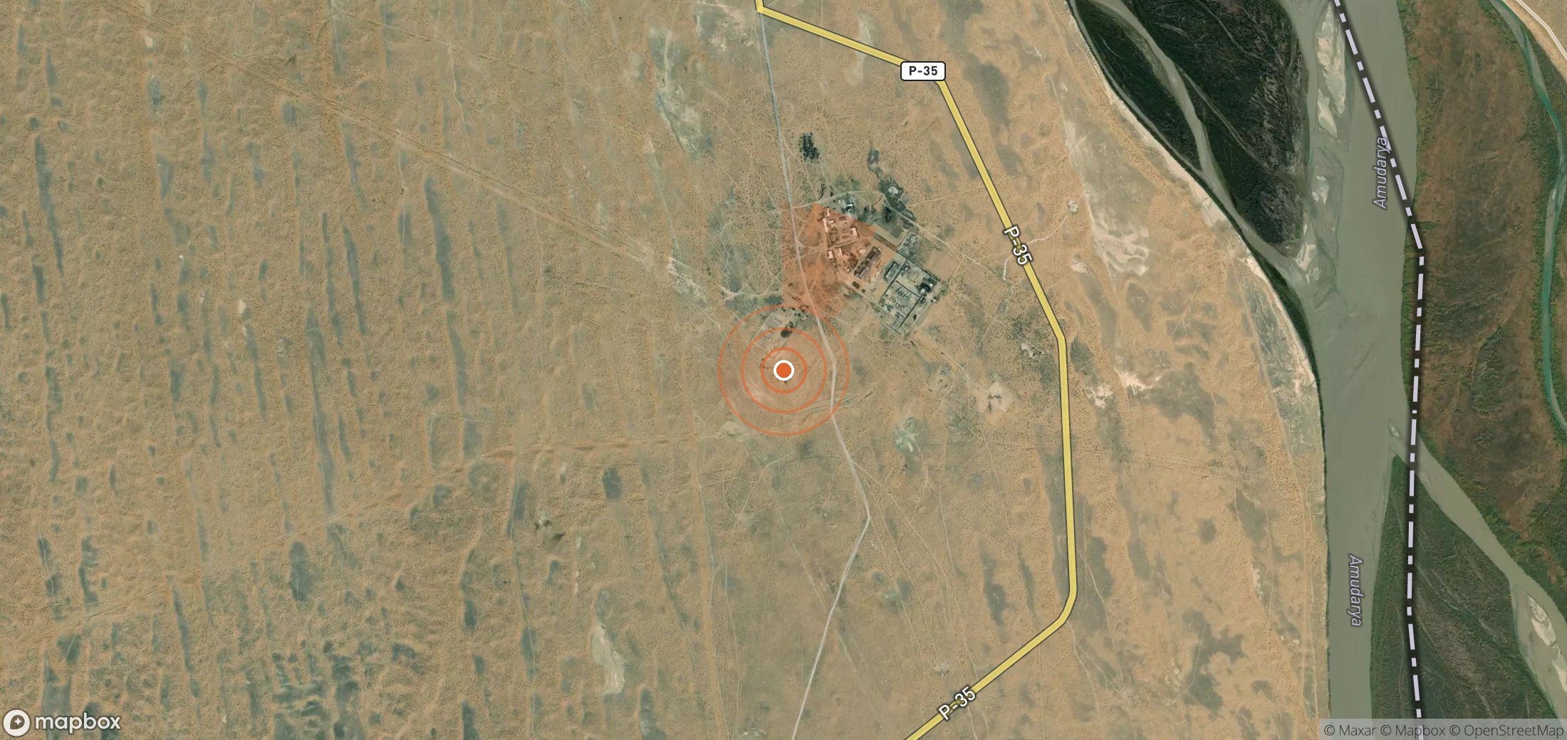Mapa satelital de plumas de metano en Turkmenistán