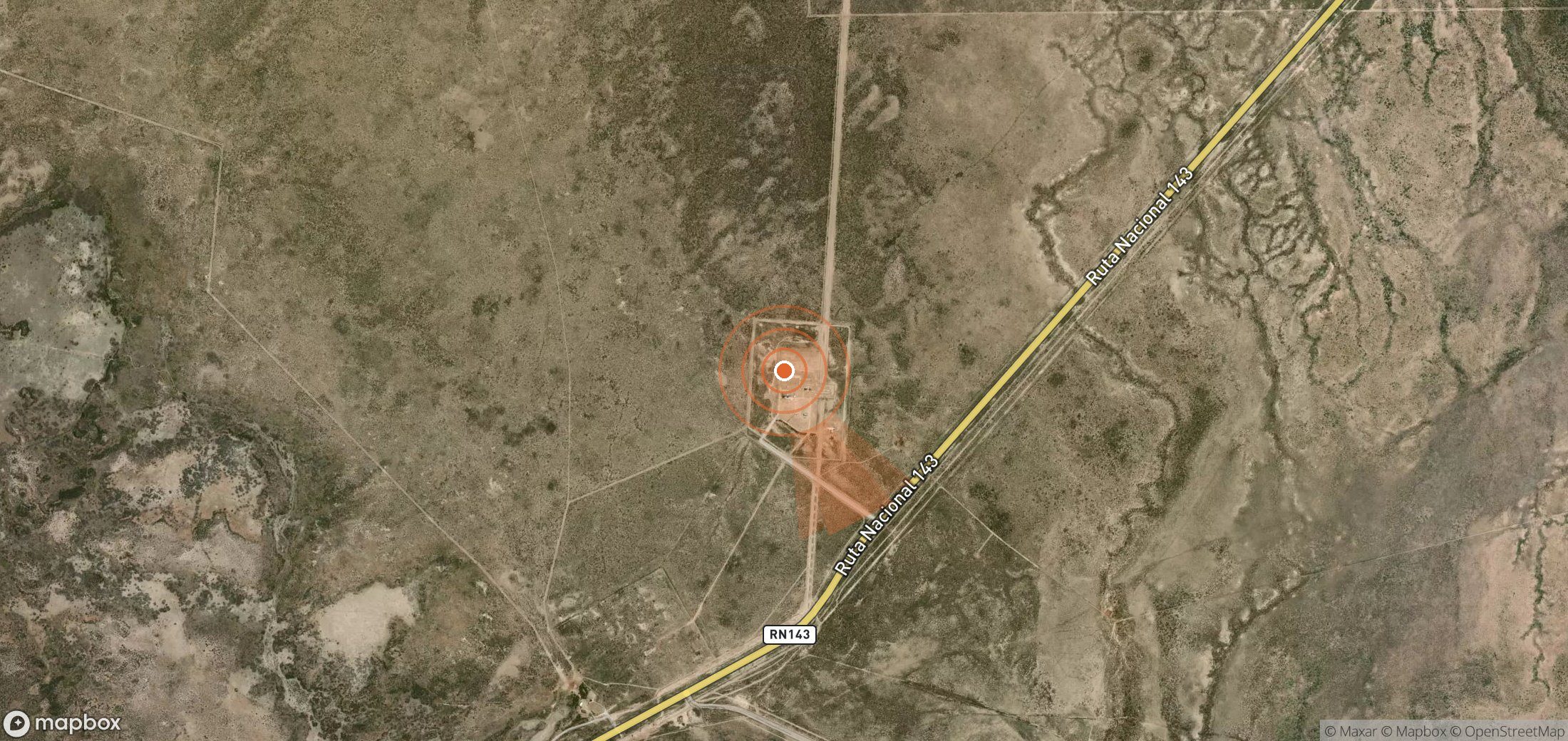 Satellite map of methane plume locations in Argentina