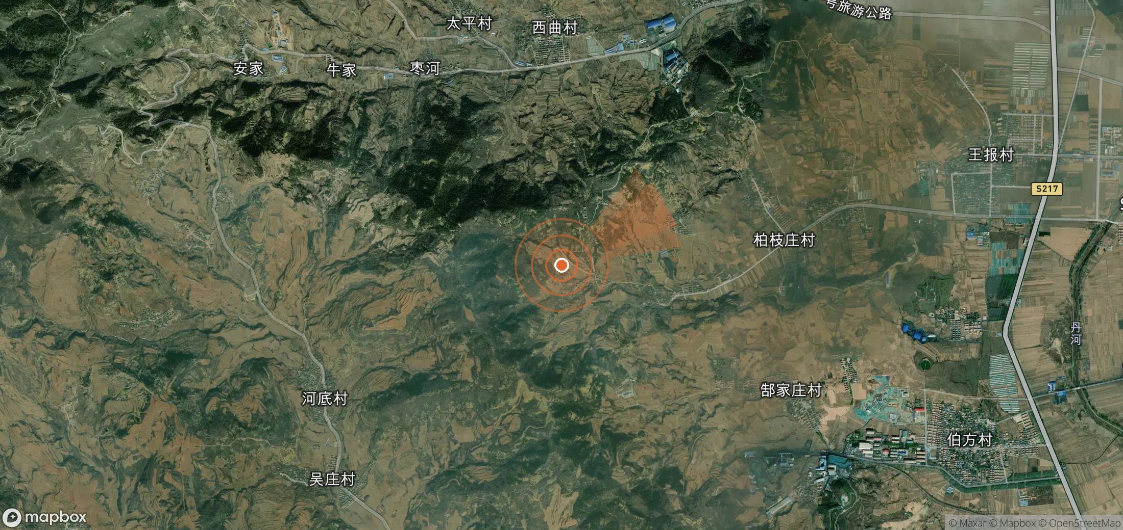 Satellite map of methane plume locations in China
