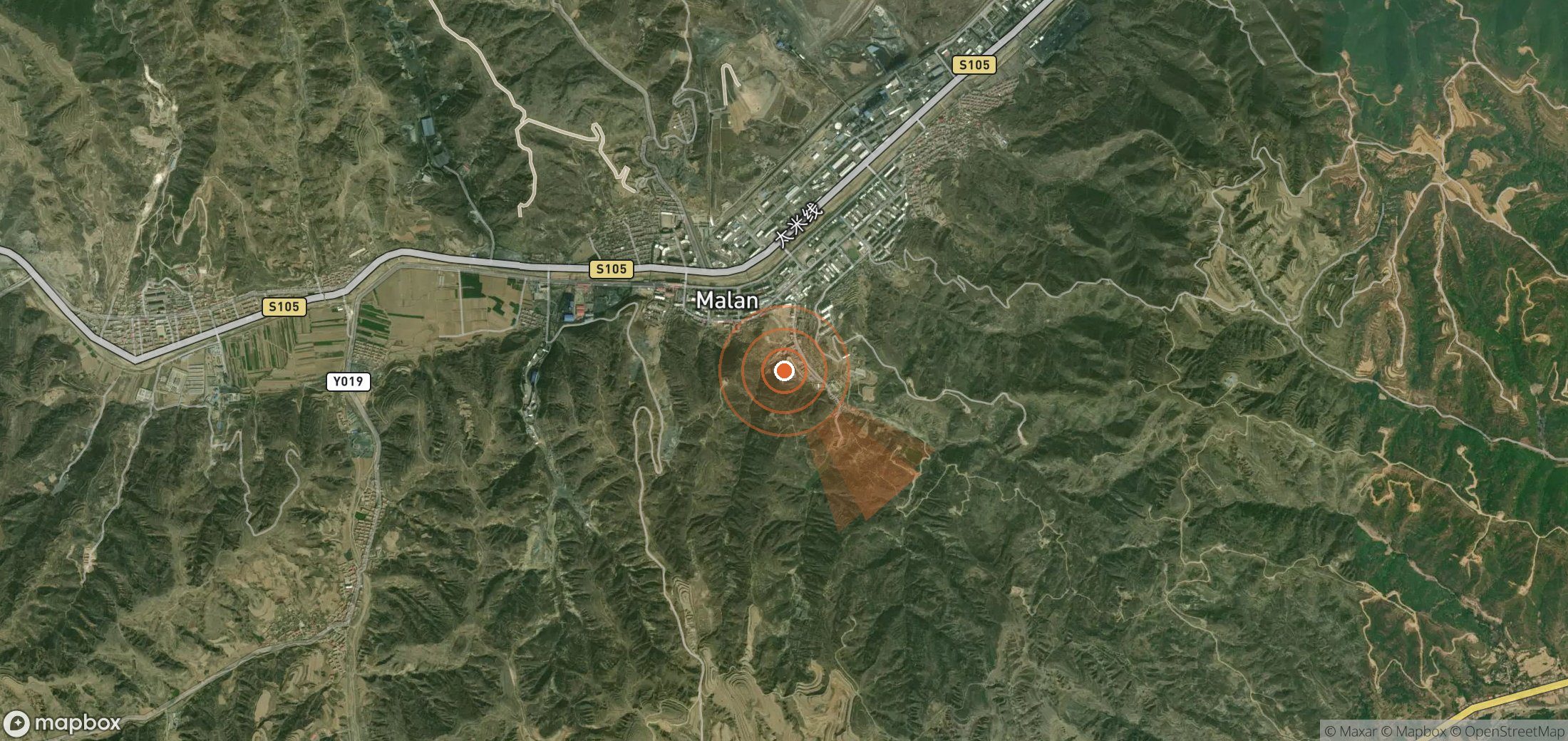 Satellite map of methane plume locations in China