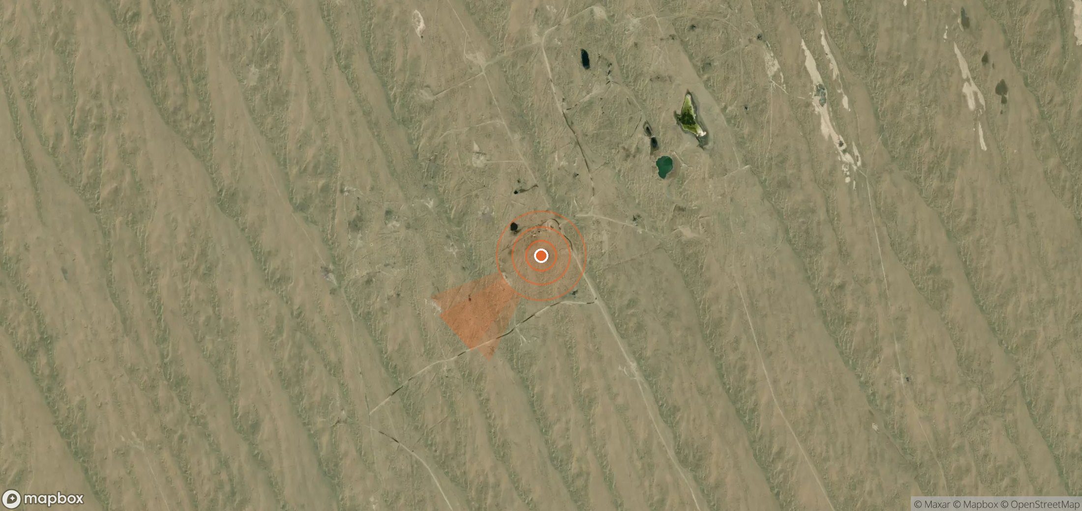Mapa satelital de plumas de metano en Turkmenistán