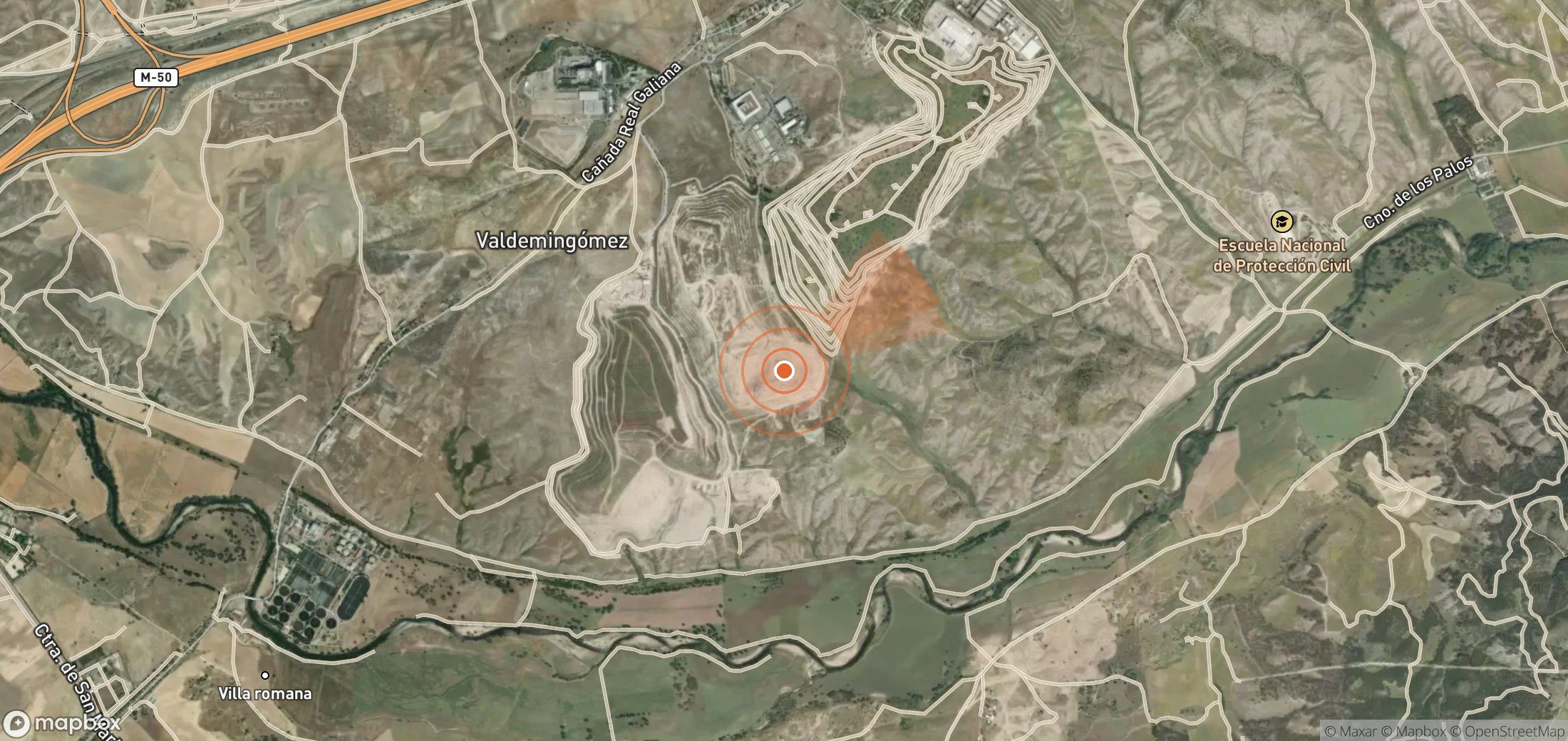 Mapa satelital de plumas de metano en España