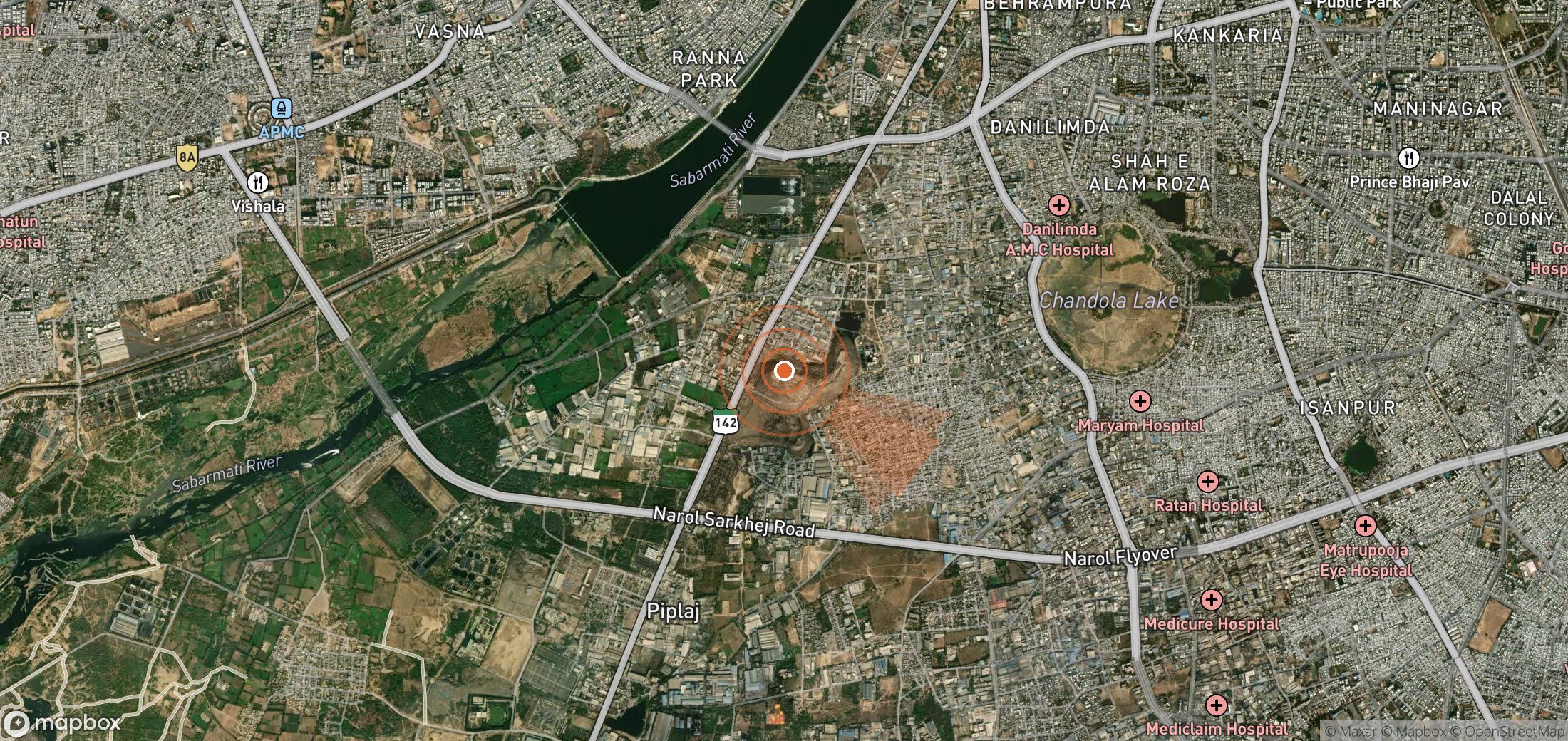 Satellite map of methane plume locations in India