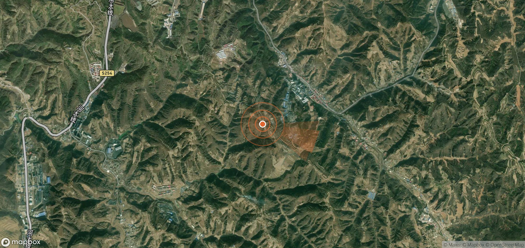 Satellite map of methane plume locations in China