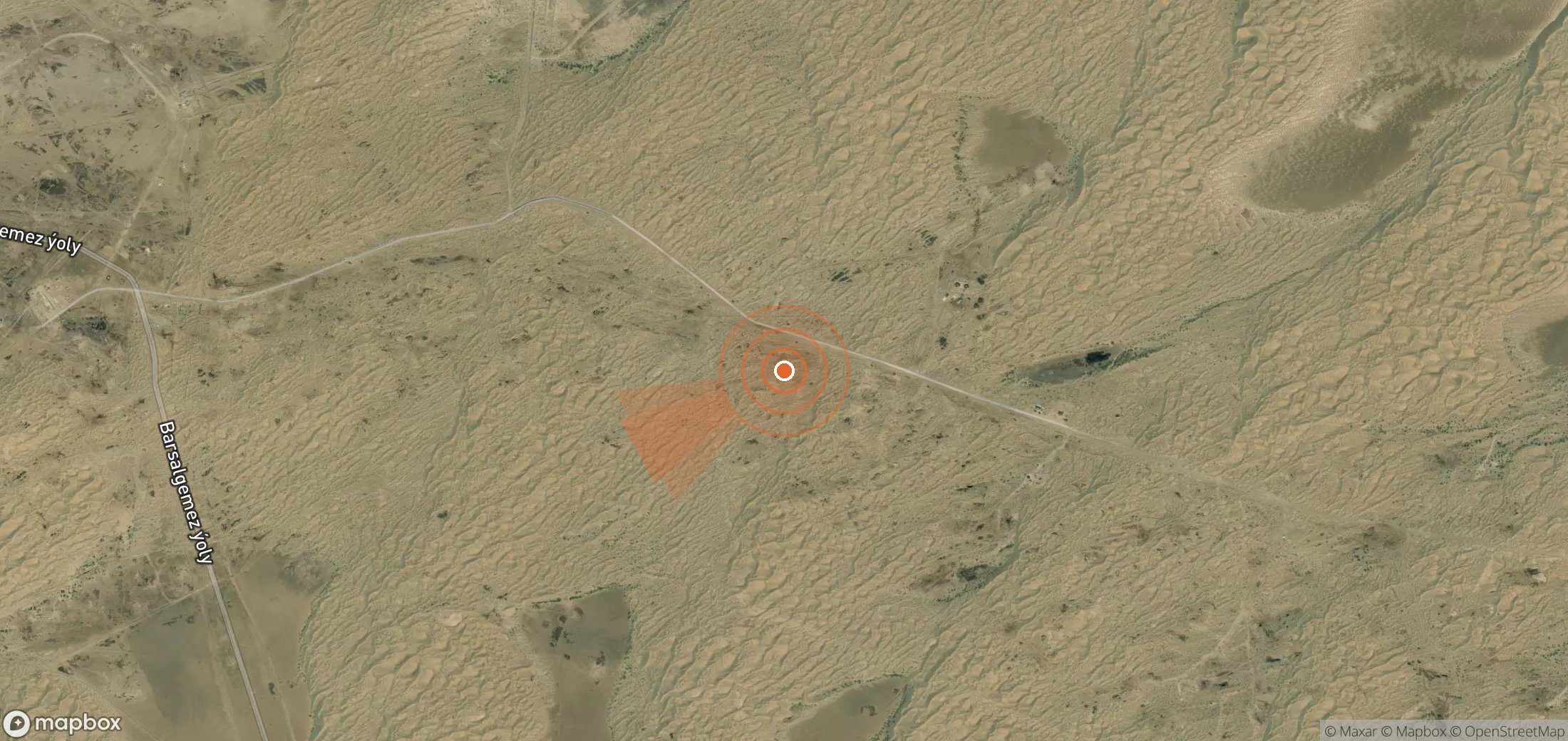 Satellite map of methane plume locations in Turkmenistan