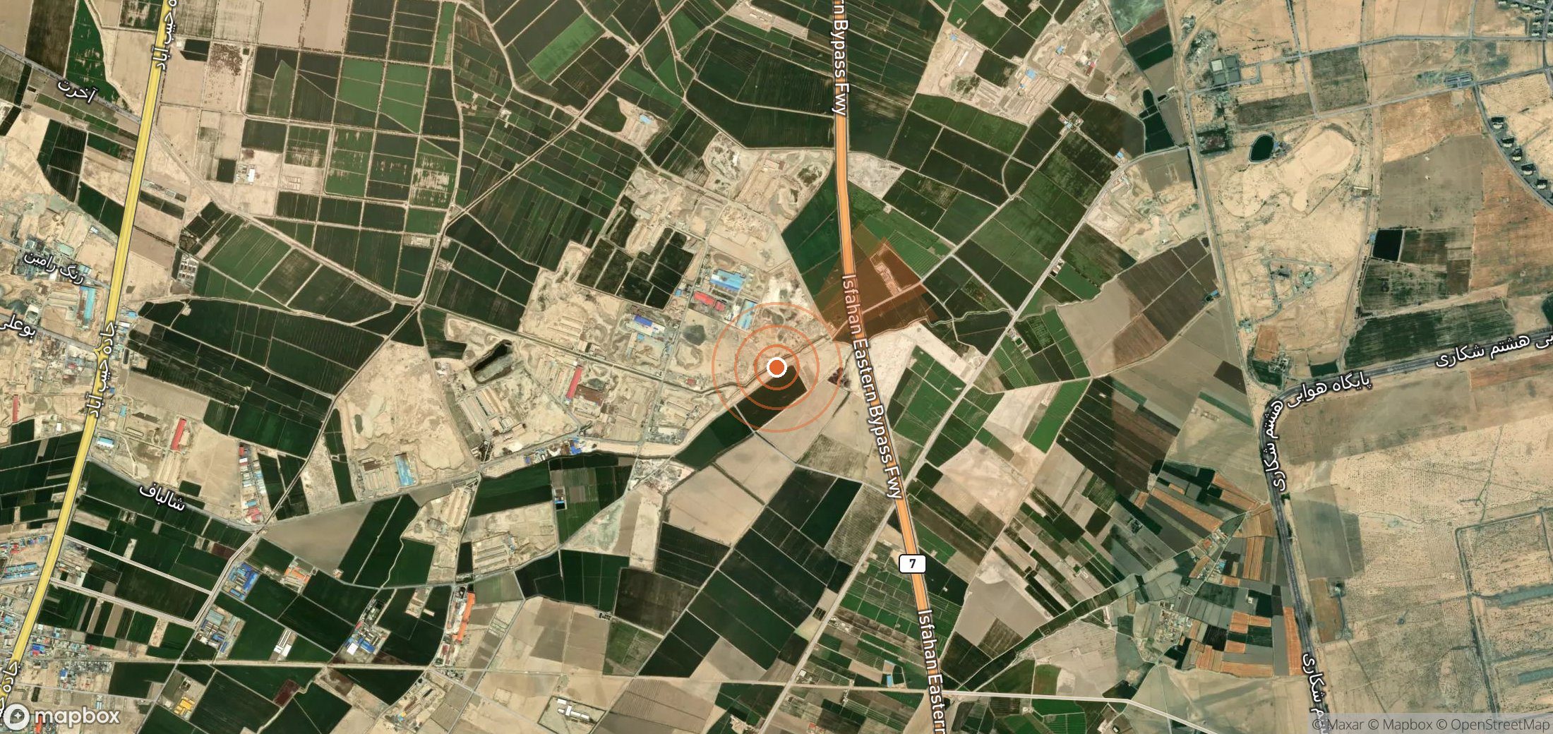 Satellite map of methane plume locations in Iran