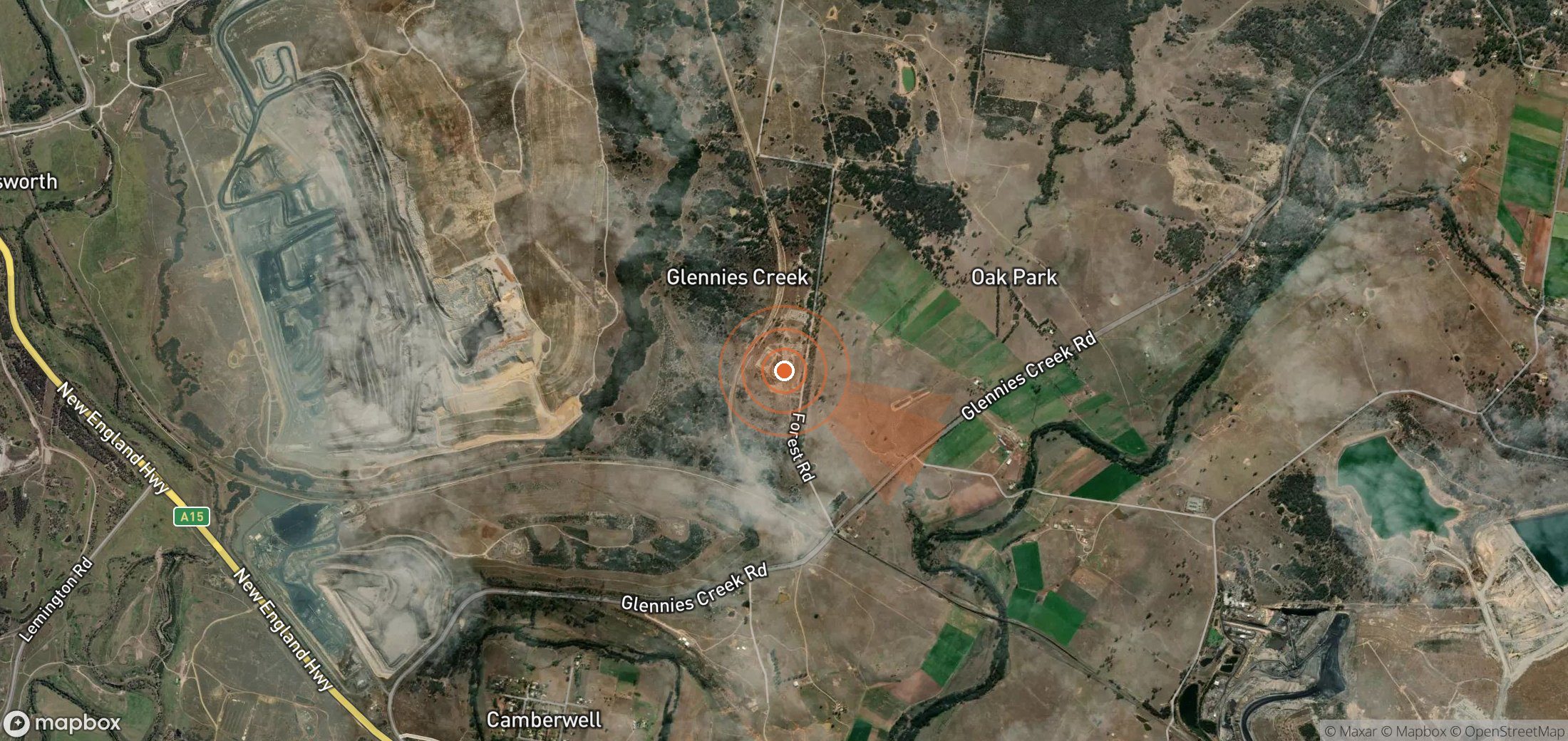Satellite map of methane plume locations in Australia