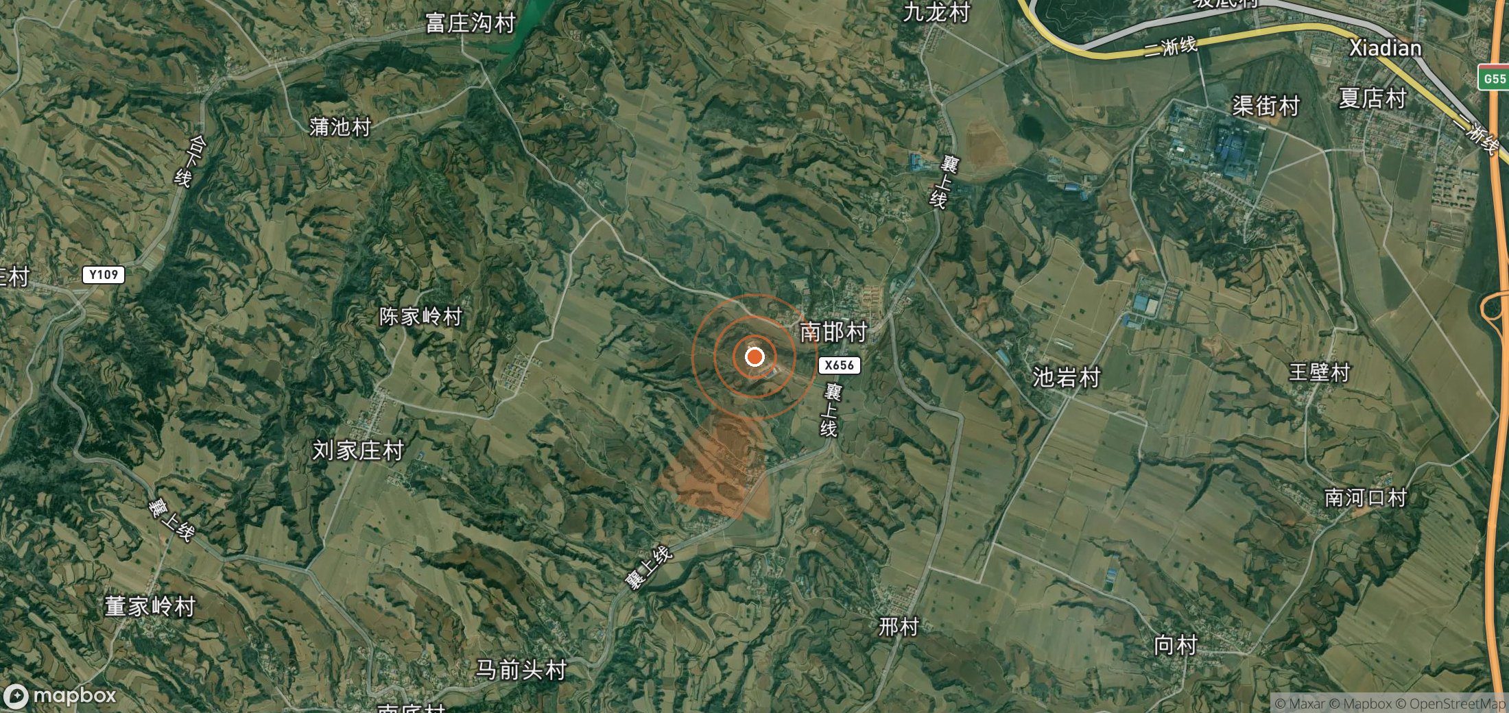 Satellite map of methane plume locations in China