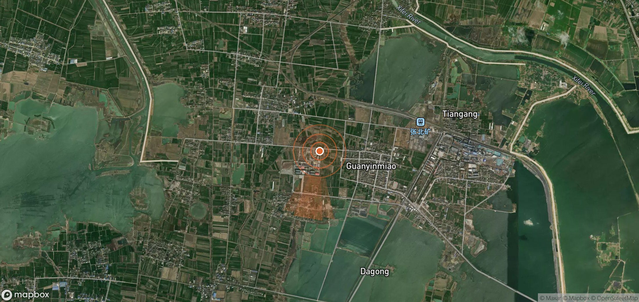 Satellite map of methane plume locations in China